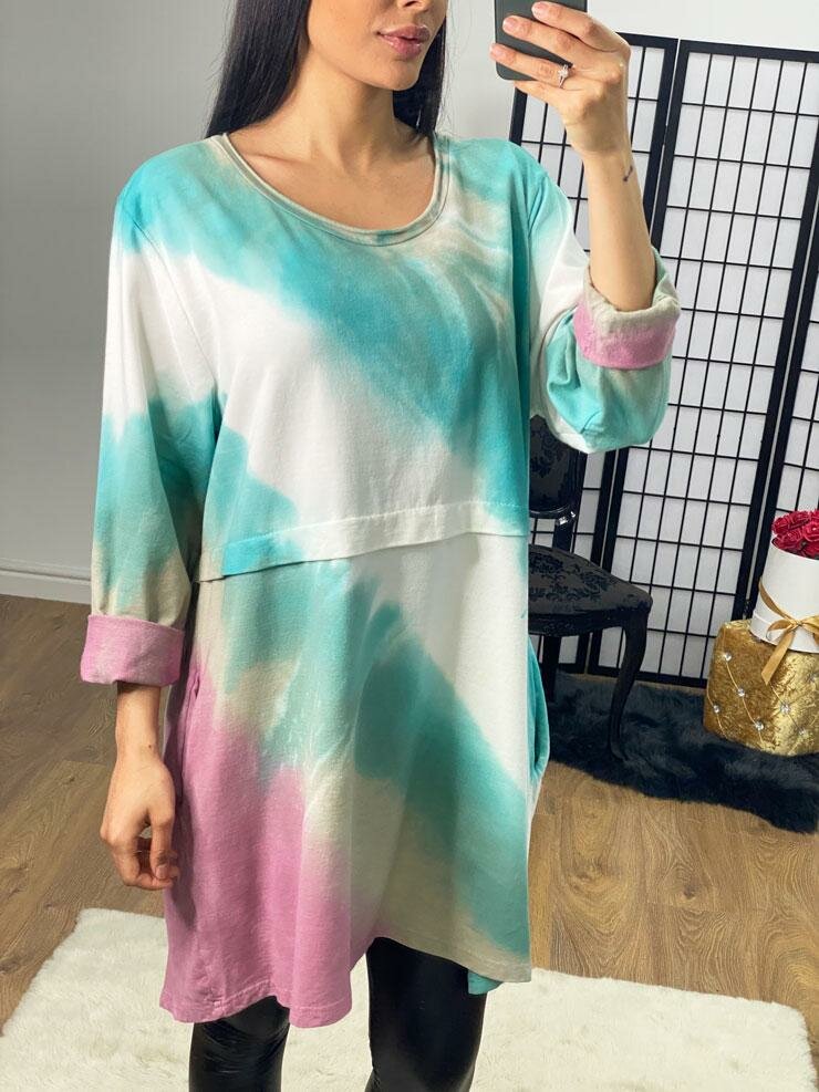 Cesca Oversized Tie Dye Pocket Sweatshirt Jumper