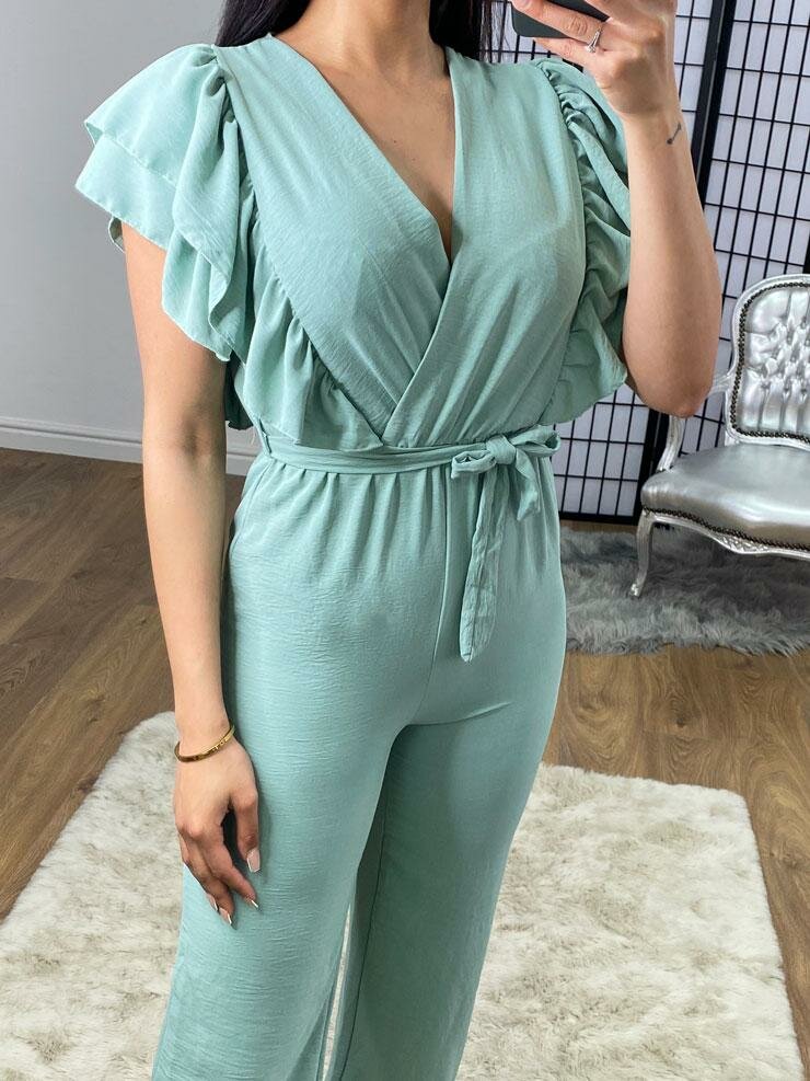 Bestelle Ruffle Tie Waist Wide Leg Jumpsuit