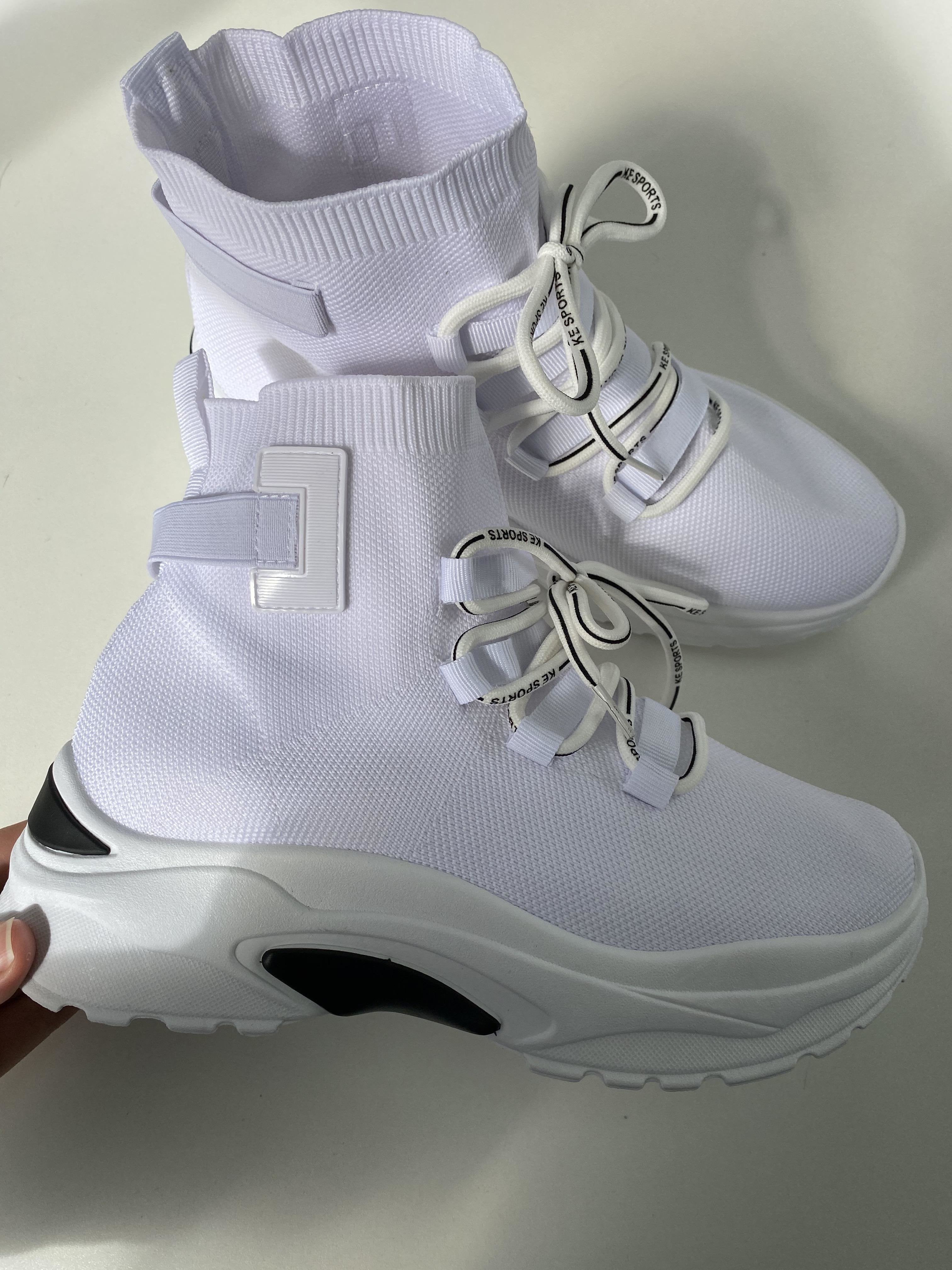 Claudine Slip On Lace Up High Top Sock Trainers