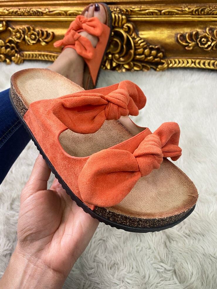 Franklin Faux Suede Bow Strappy Sliders