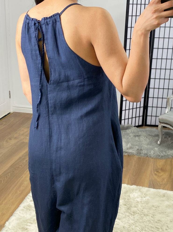 Tazmin Elasticated Keyhole Tie Linen Romper