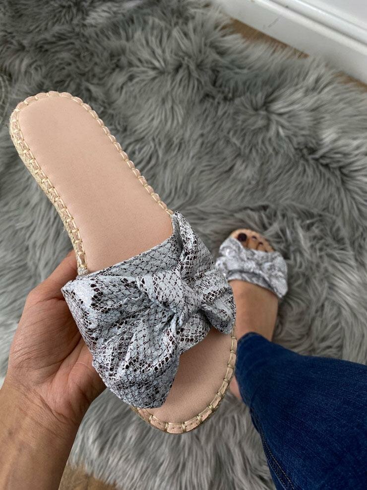 Marla Snake Print Faux Leather Sliders