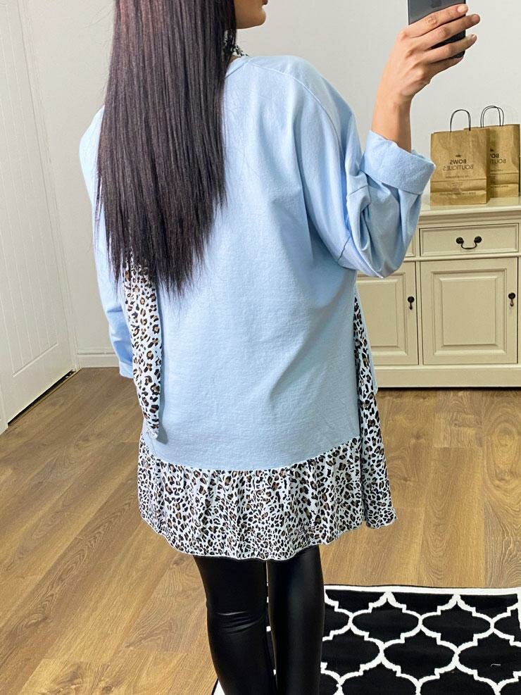 Luxe Leopard Detailed 2 Piece Scarf Sweatshirt