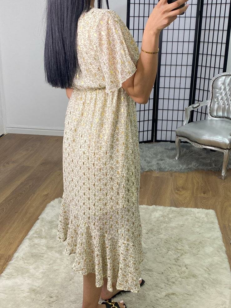 Yassy Paisley Gold Detail Wrap Asymmetric Swing Dress