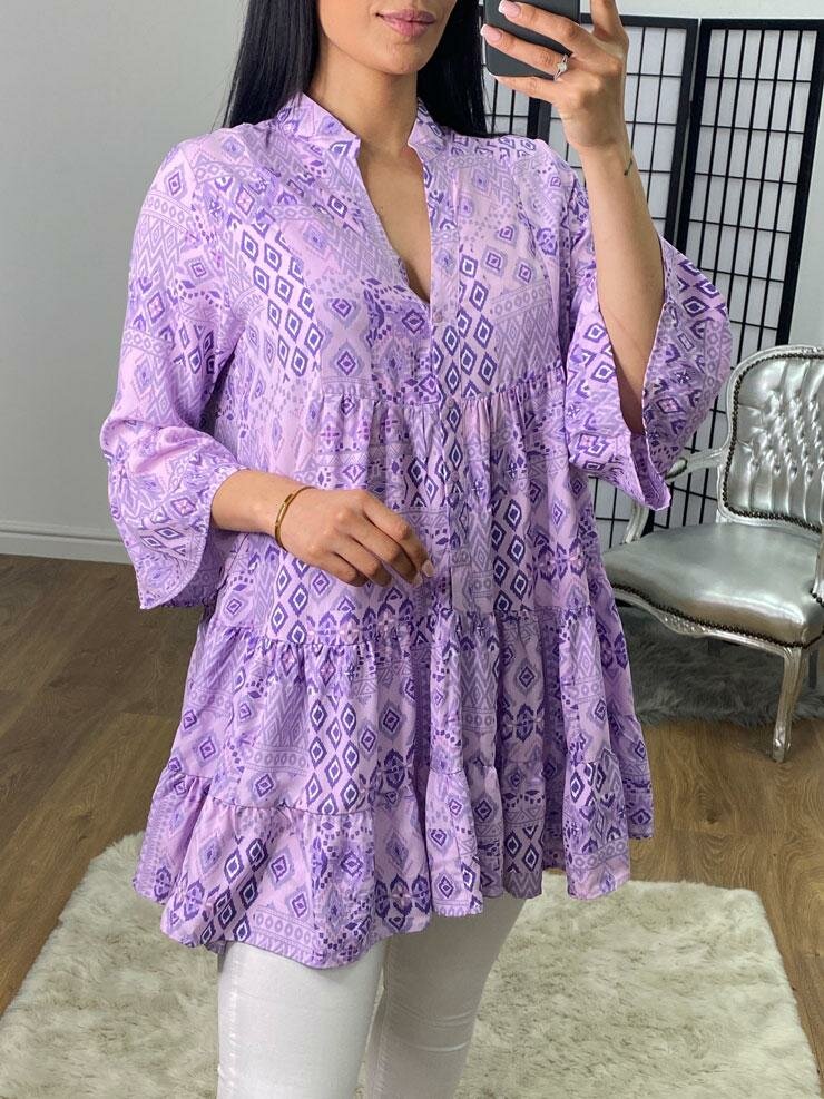 Bethy Aztec Bell Sleeve Smock Top