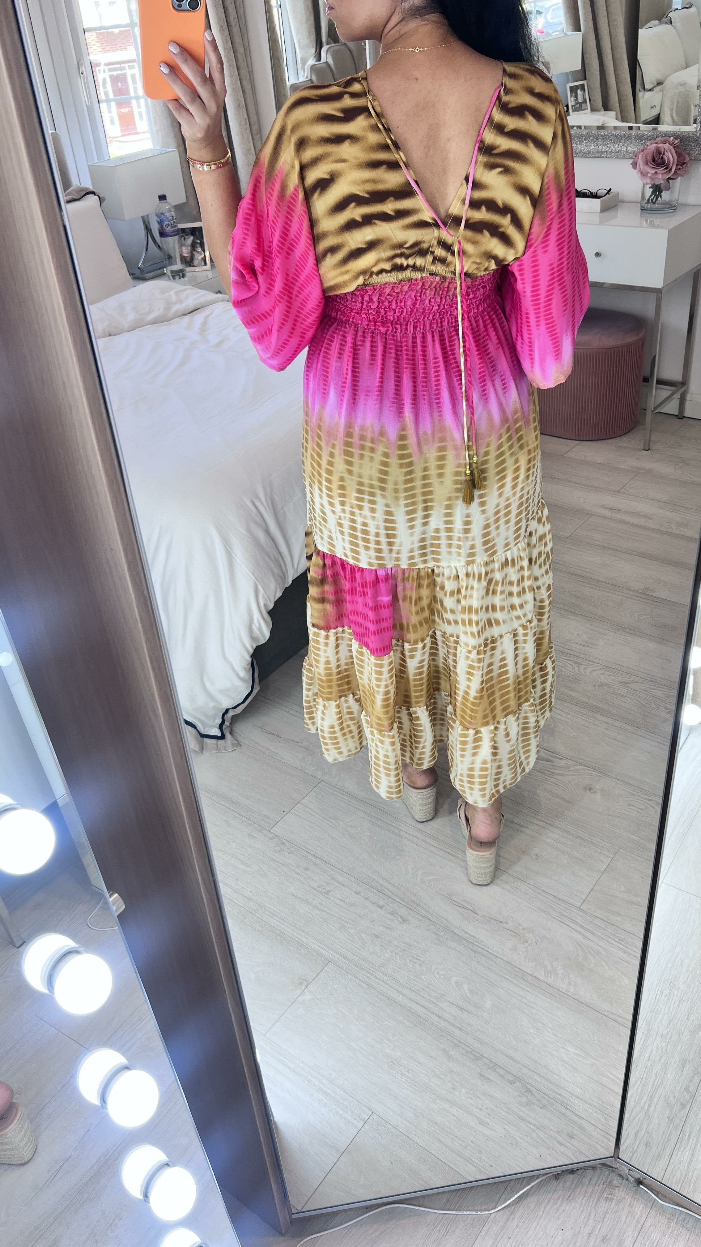 Blane Giraffe Print Colour Block Ombre Maxi Dress