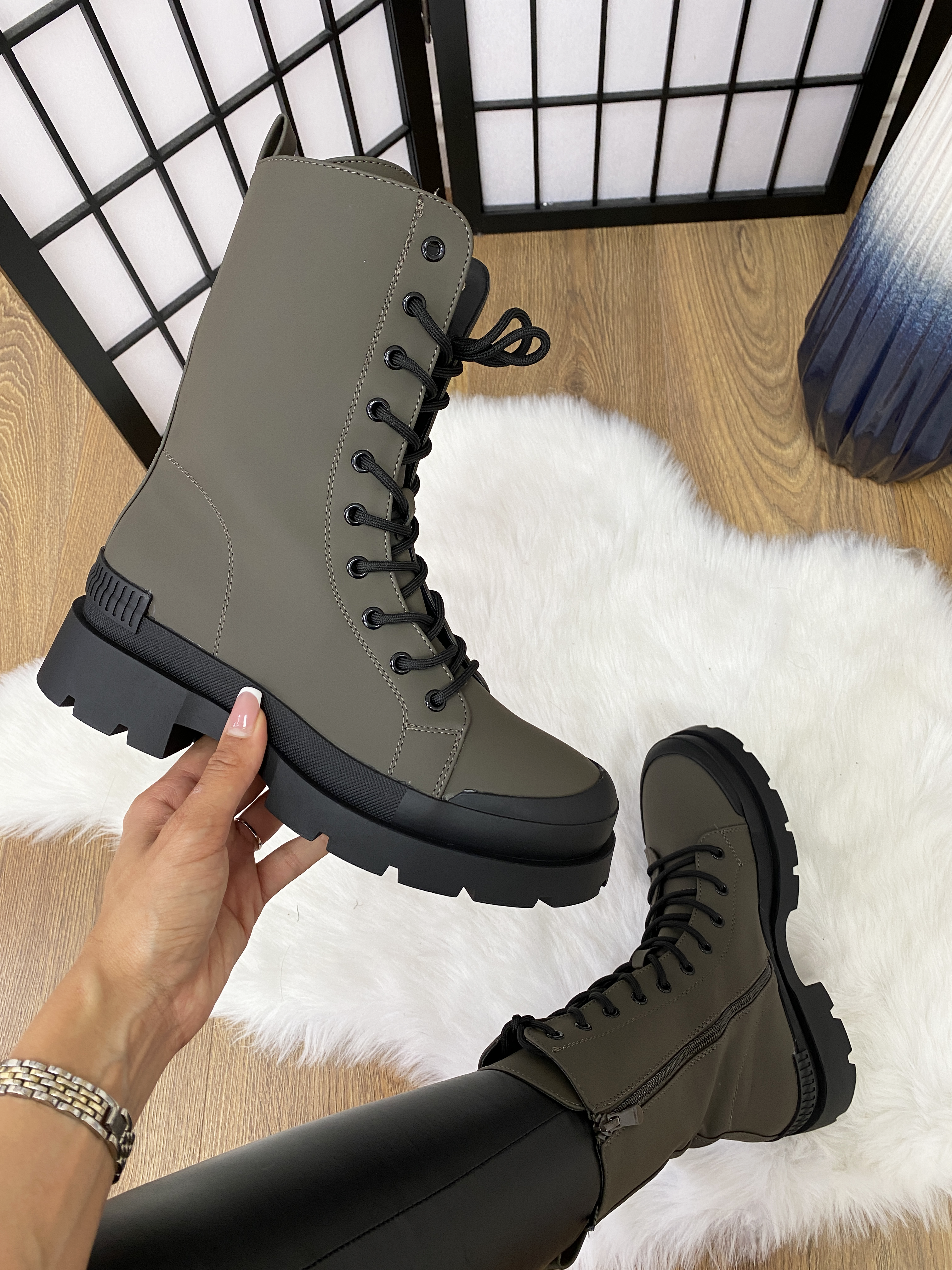 Zoom Rubber Trim Biker Boots