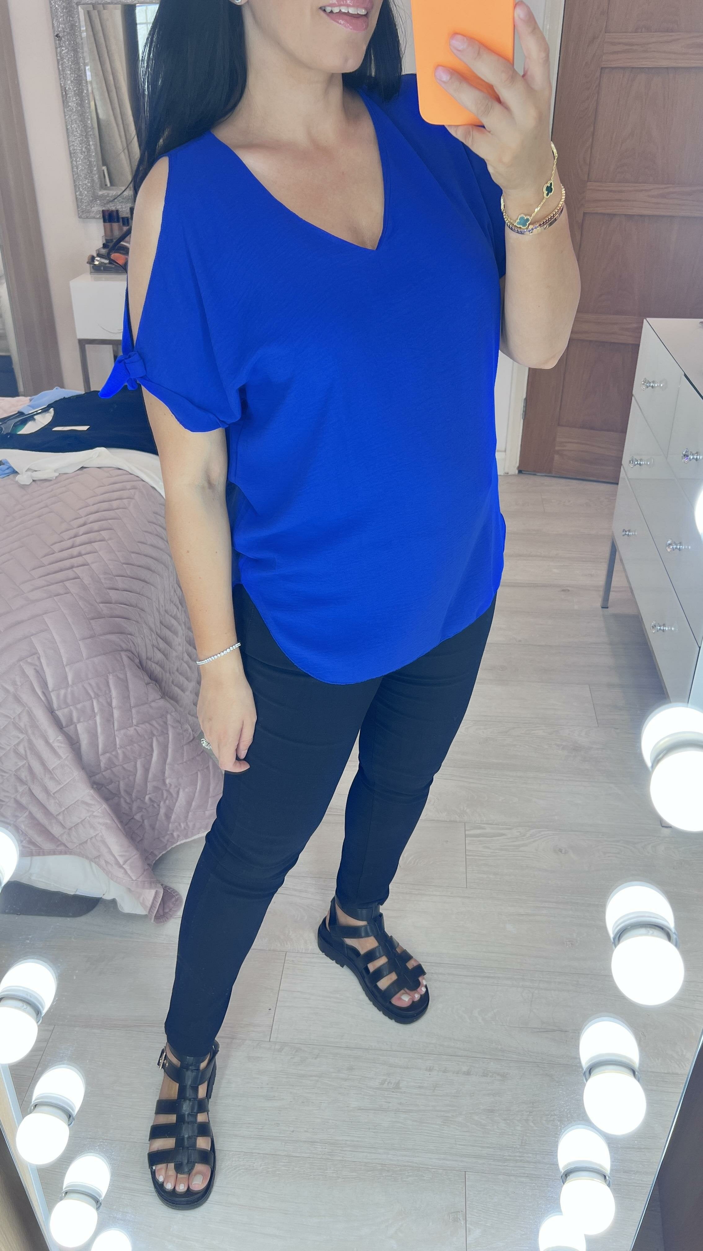 Ann-Marie Cold Shoulder Tie Sleeve Top