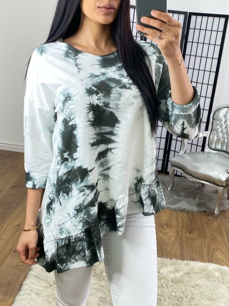 Miles Tie Dye Asymmetric Frill Hem Detailed Sweatshirt