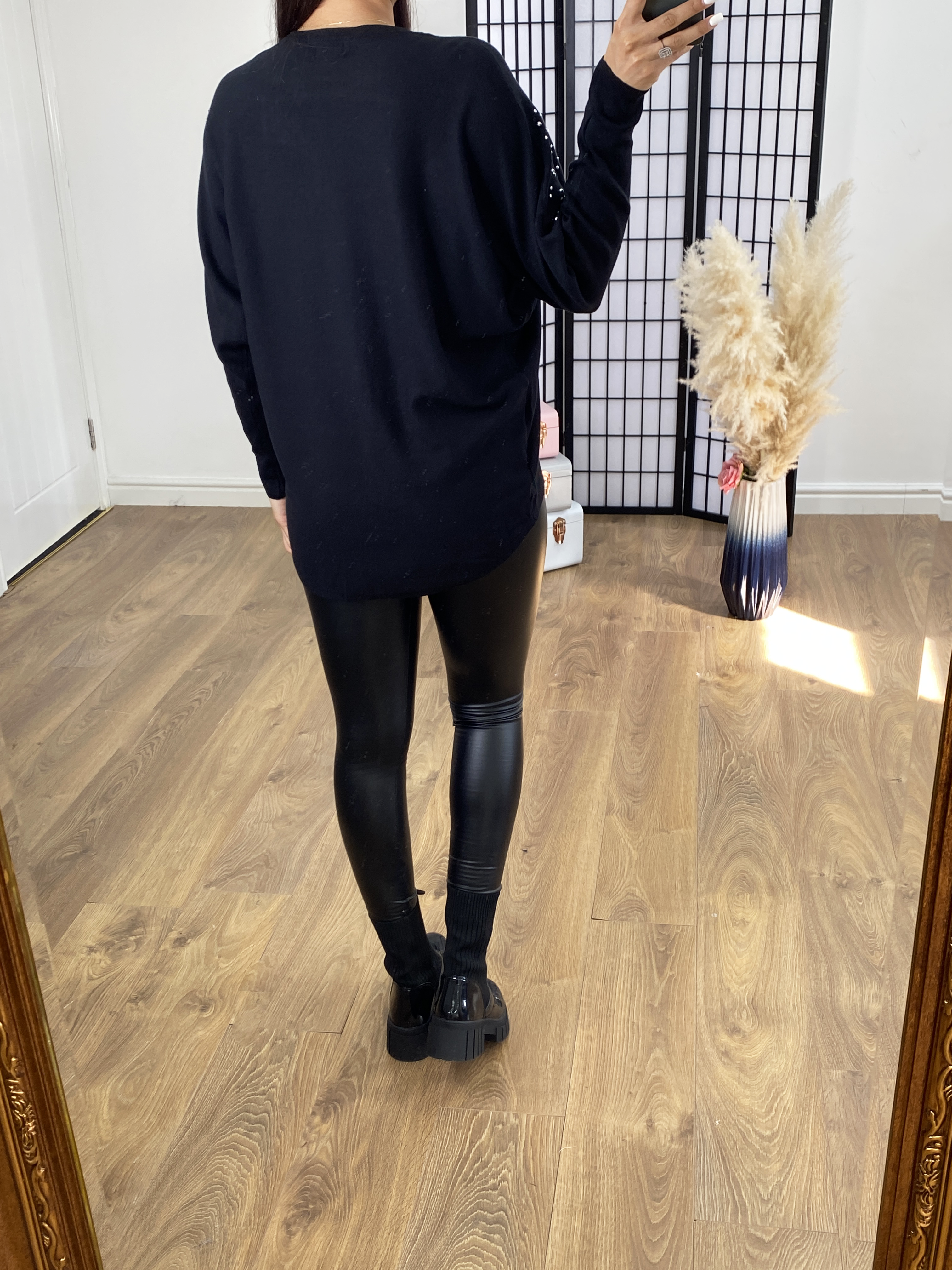 Belair Black Studded Star Thin Knit Jumper