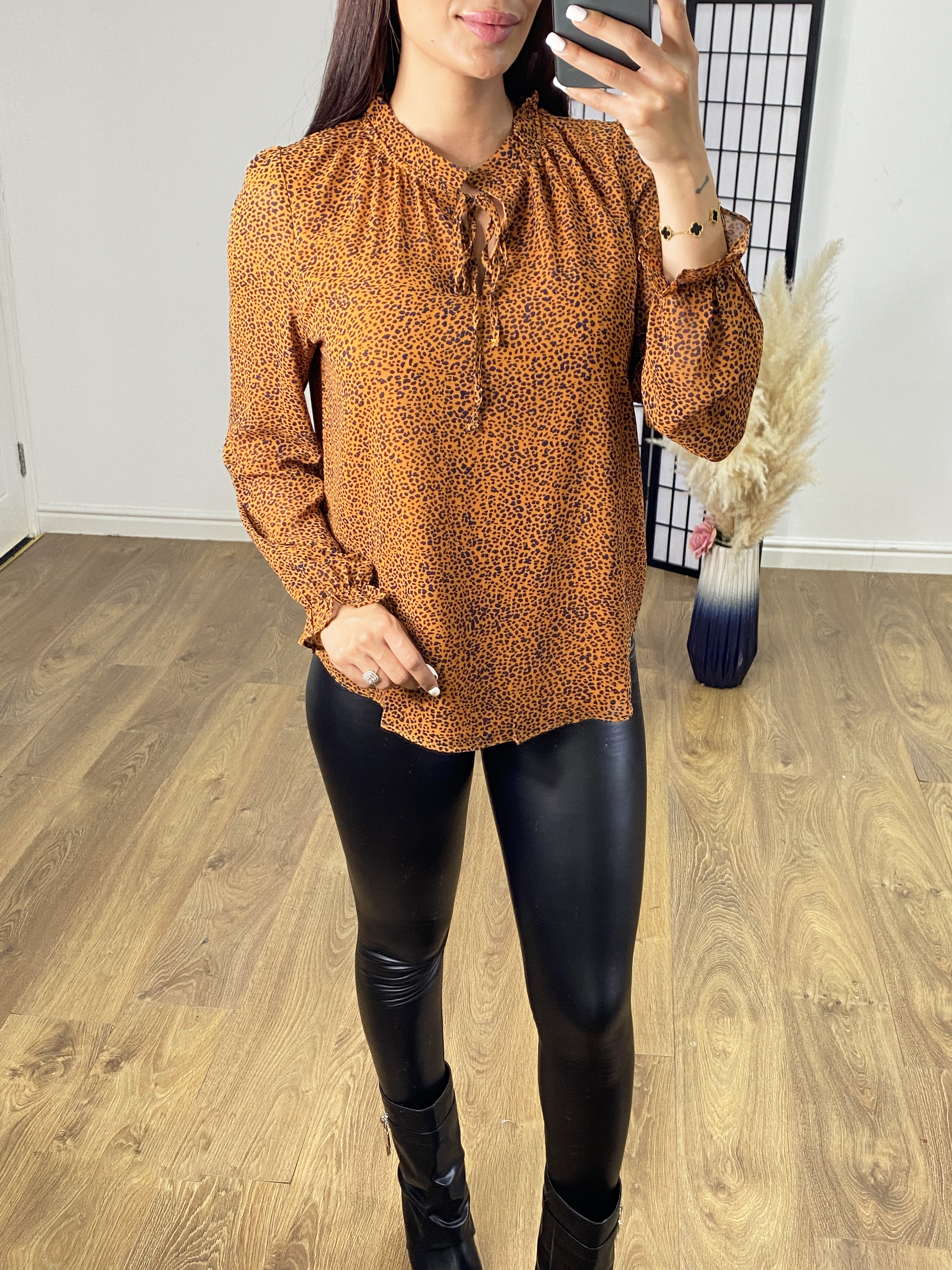 Jessica Cheetah Print Pussybow Blouse