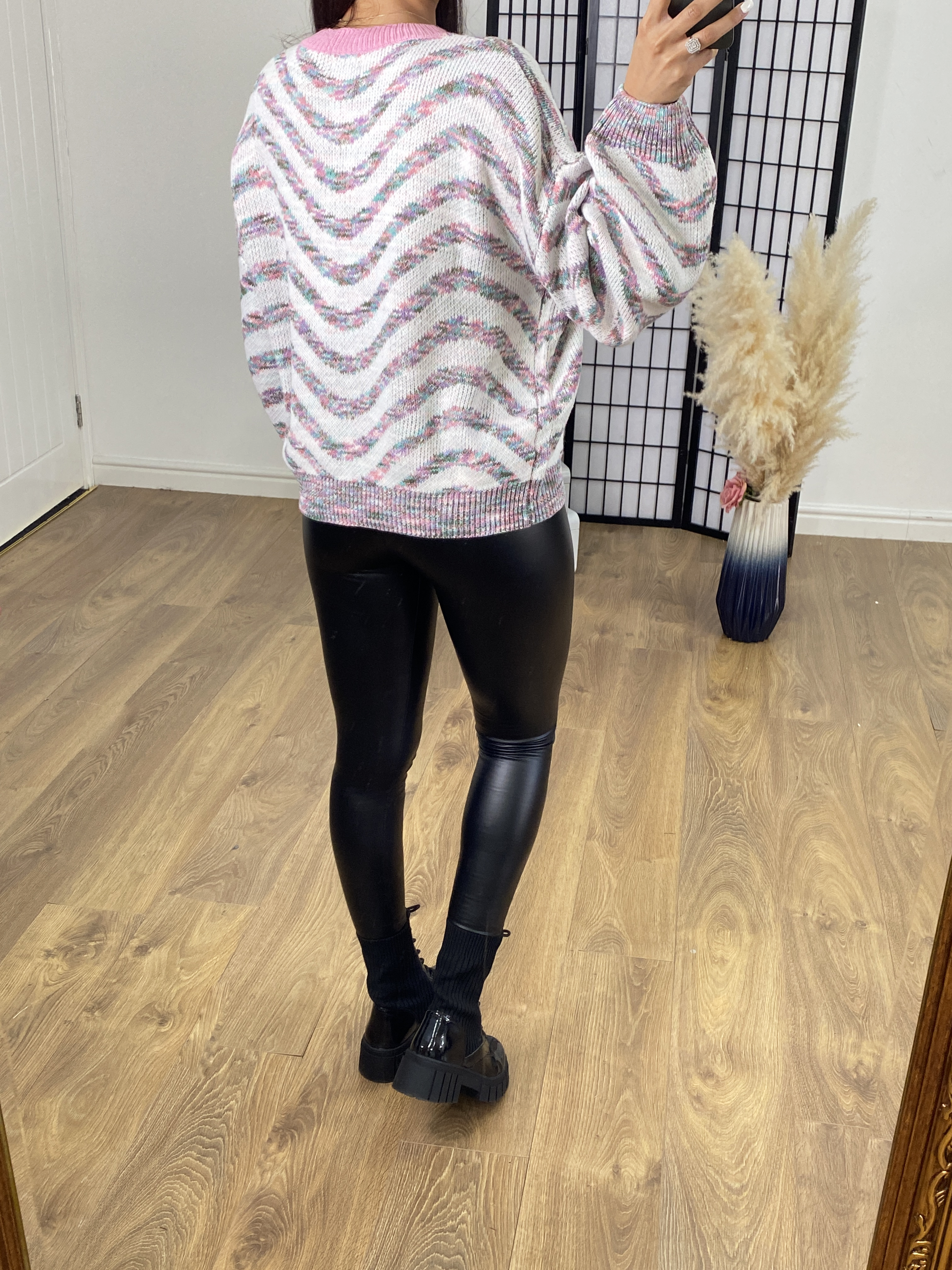 Castelle Multi Pink V Stiped Knitted Jumper