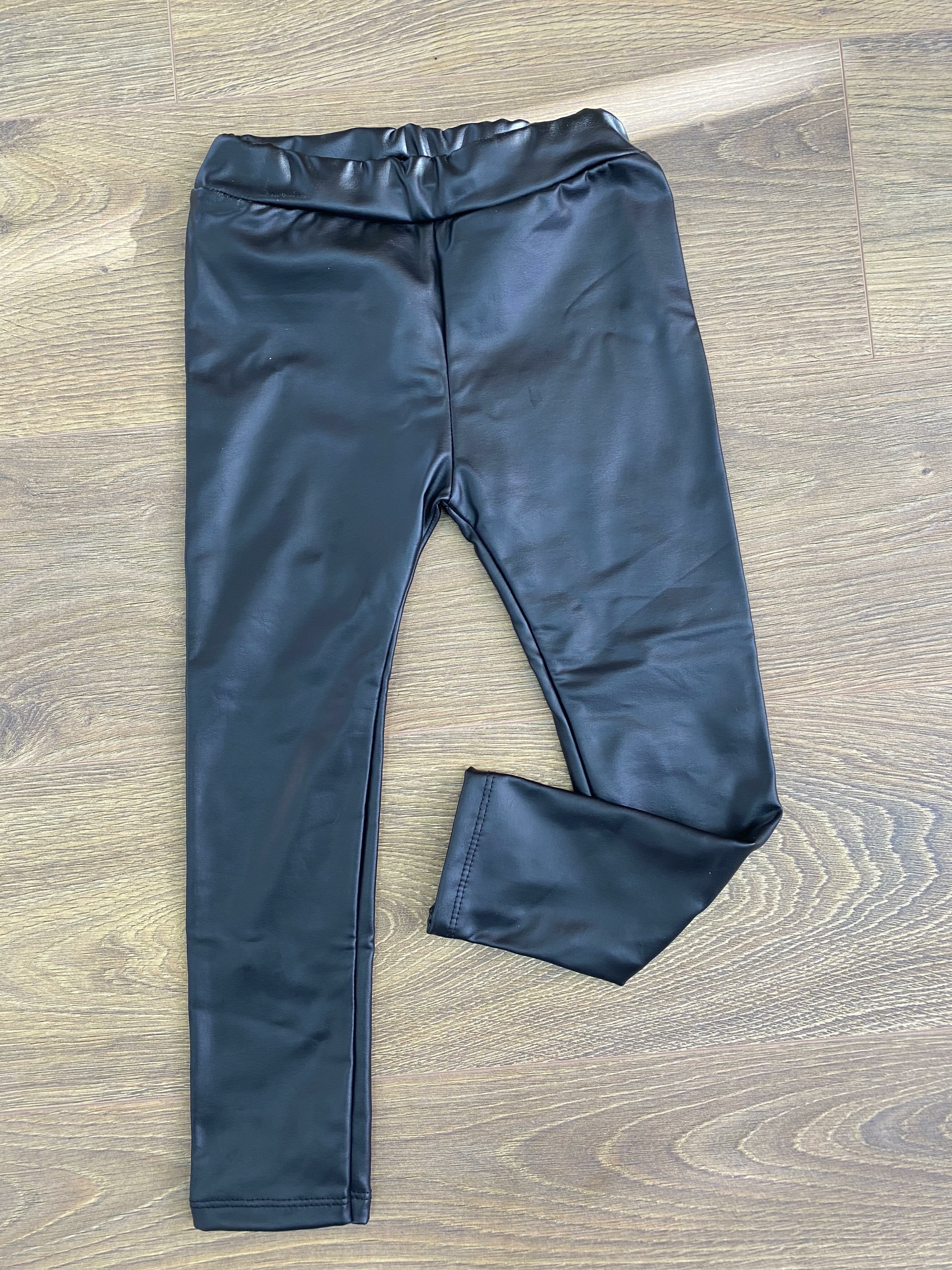 Maybel Black Faux Leather KIDS Leggings