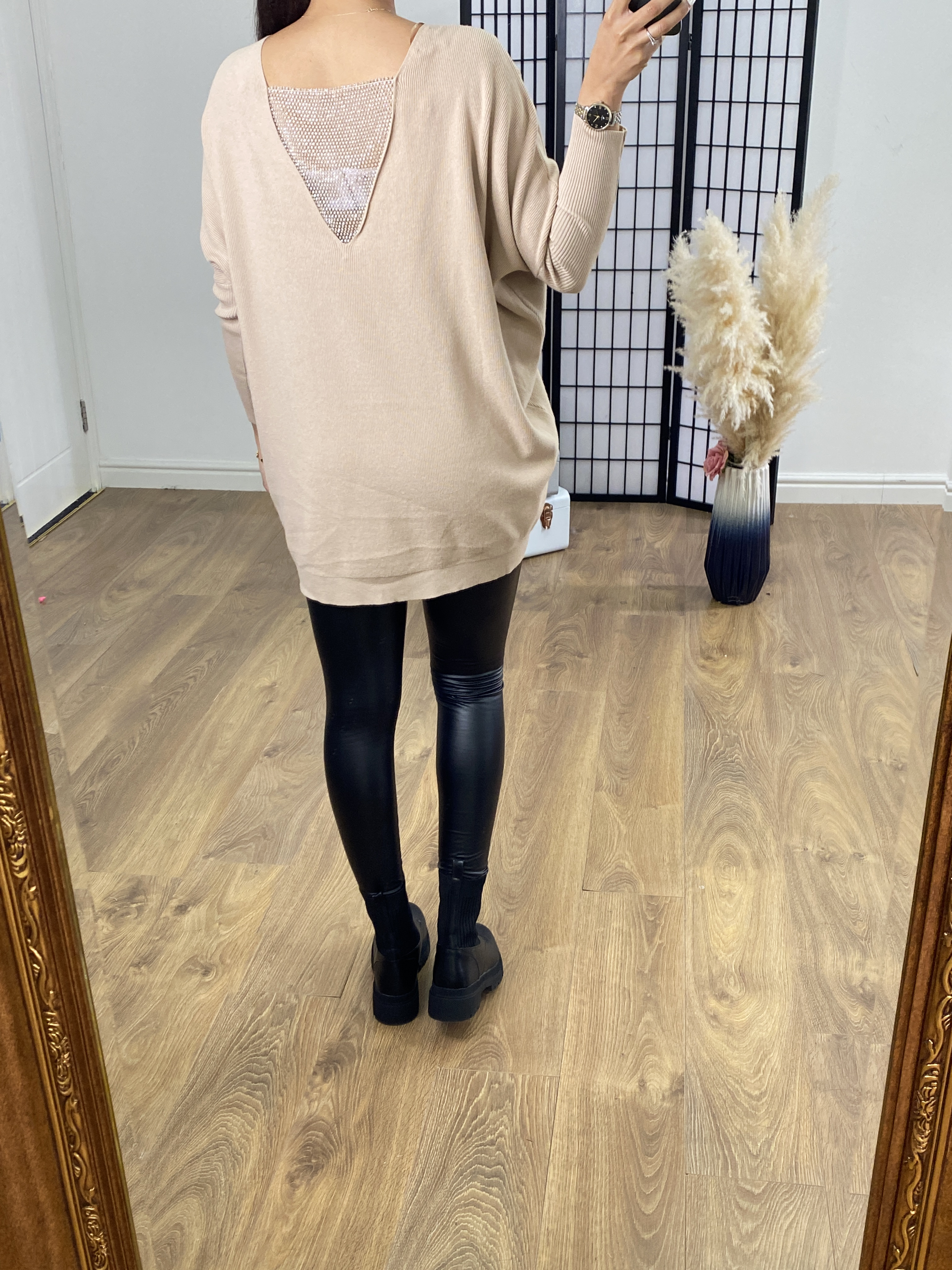 Giggs Diamante Back Panel Ribbed Jumper