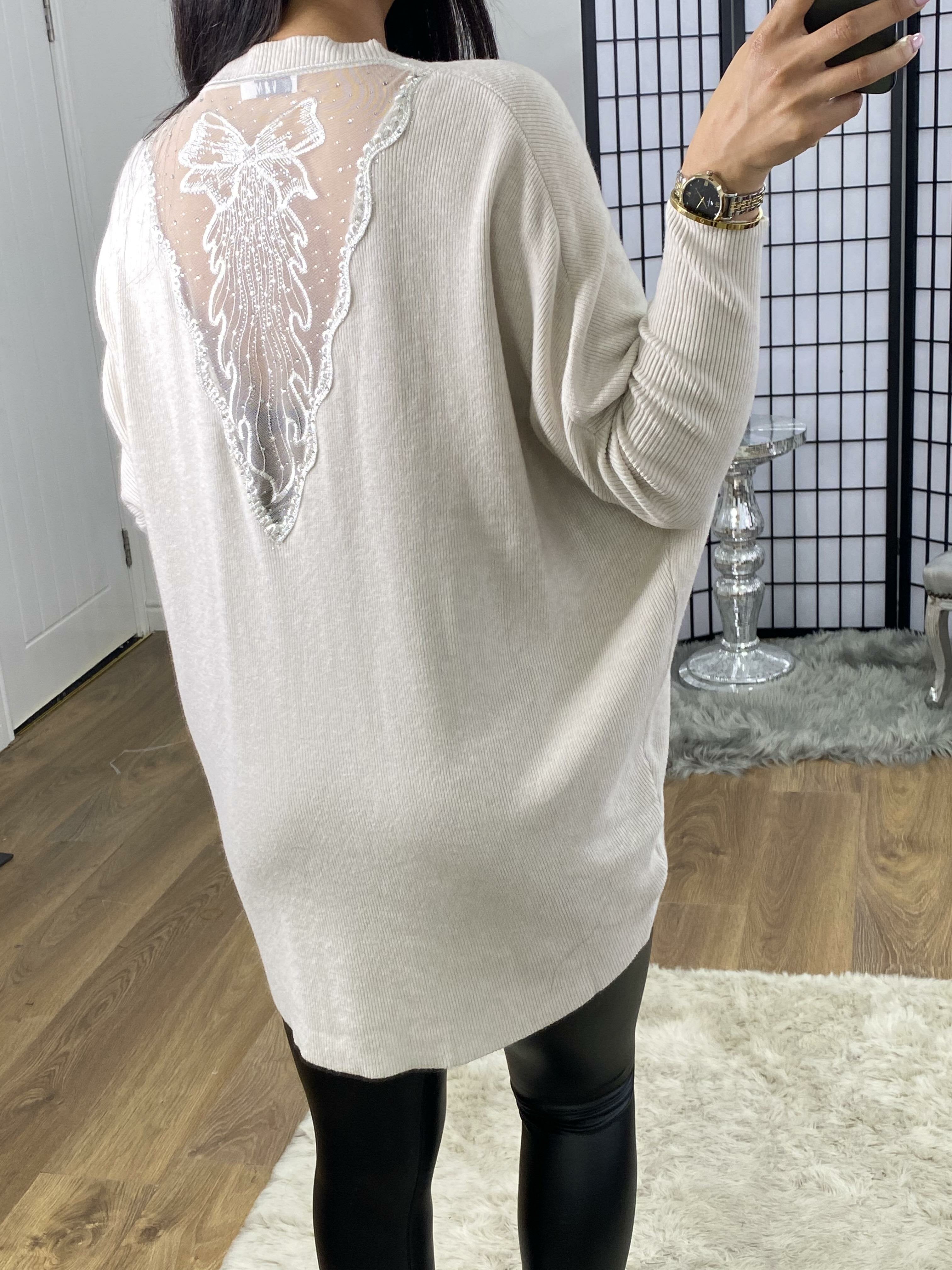 Madden Lace Bow Back Super Soft Knit Jumper