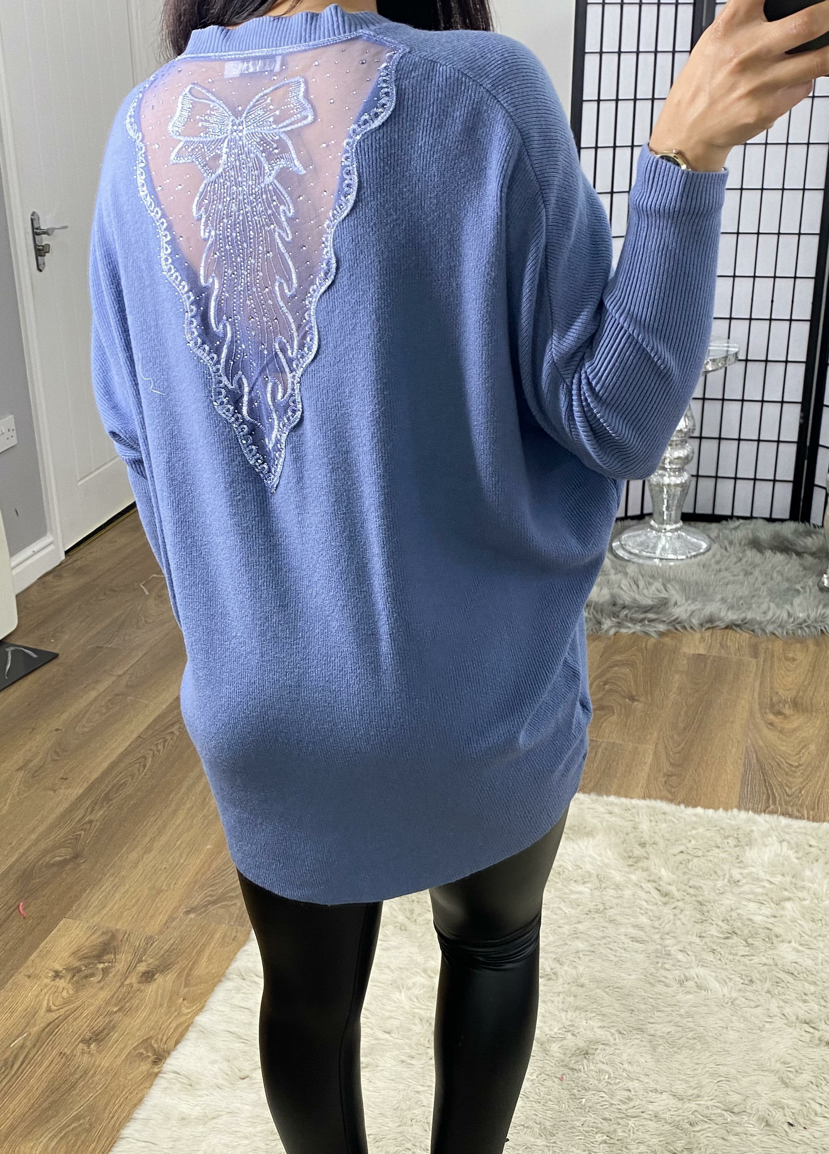 Madden Lace Bow Back Super Soft Knit Jumper