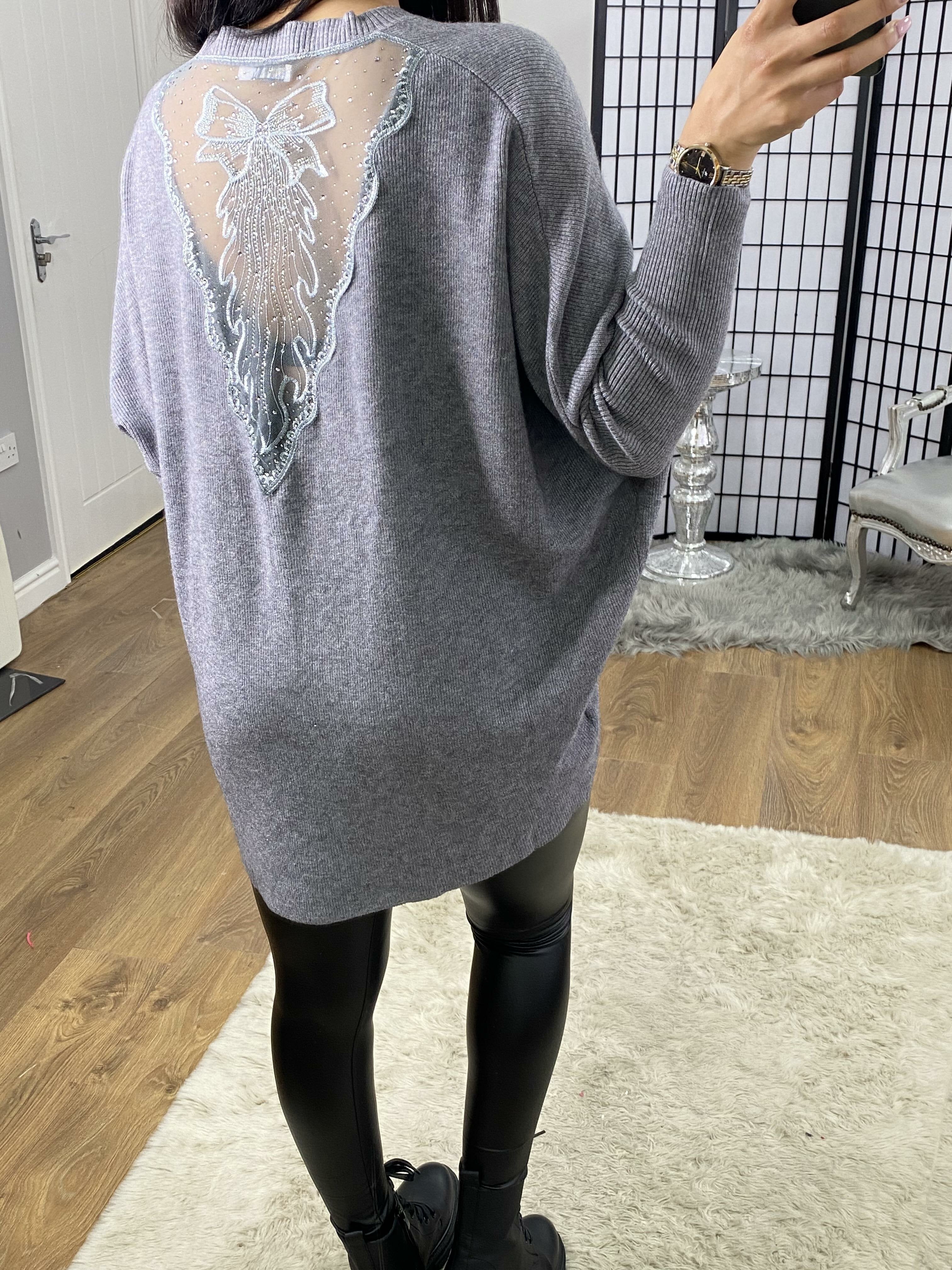 Madden Lace Bow Back Super Soft Knit Jumper