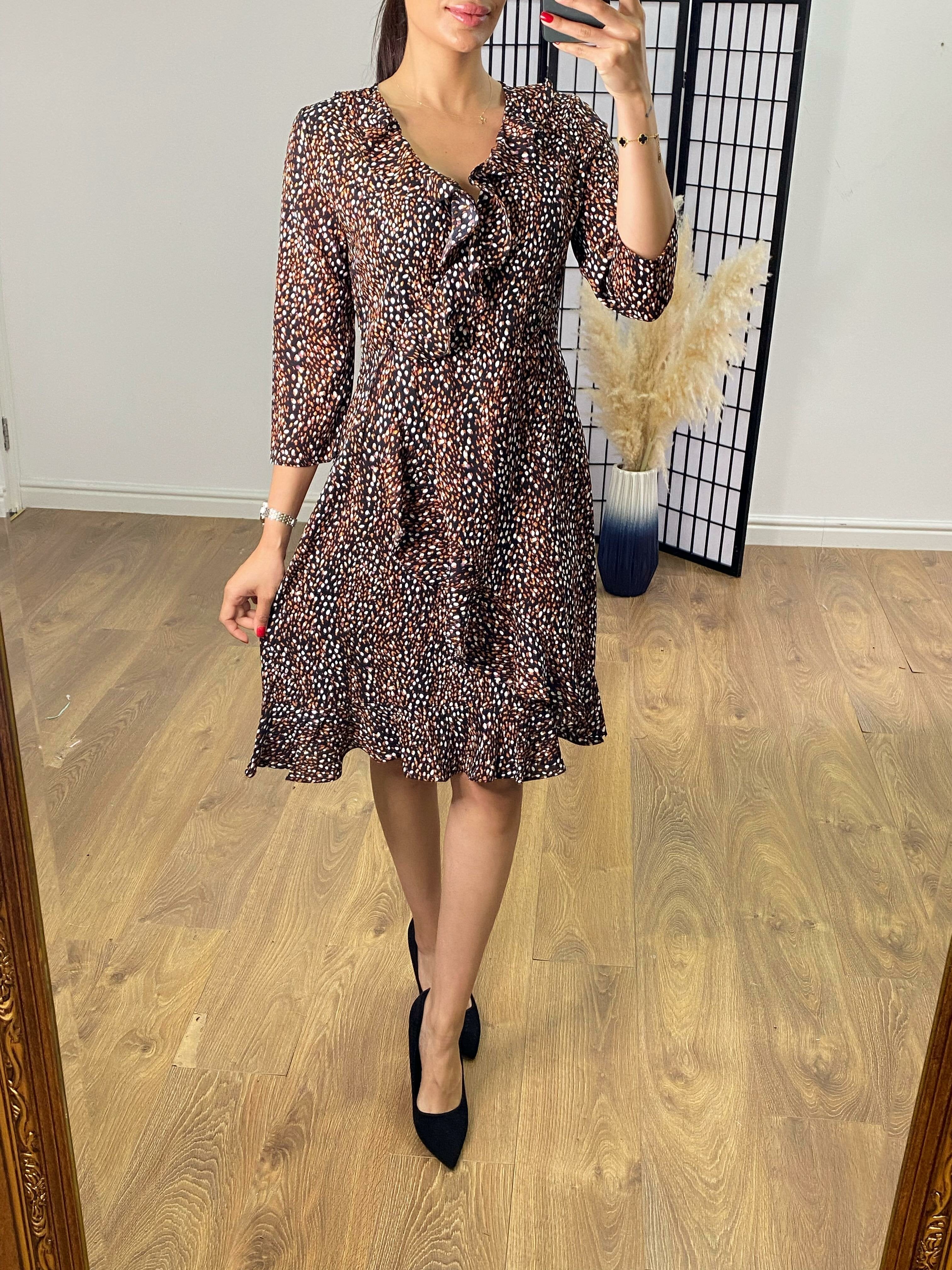 Queen Graphic Print Frill Front Dress