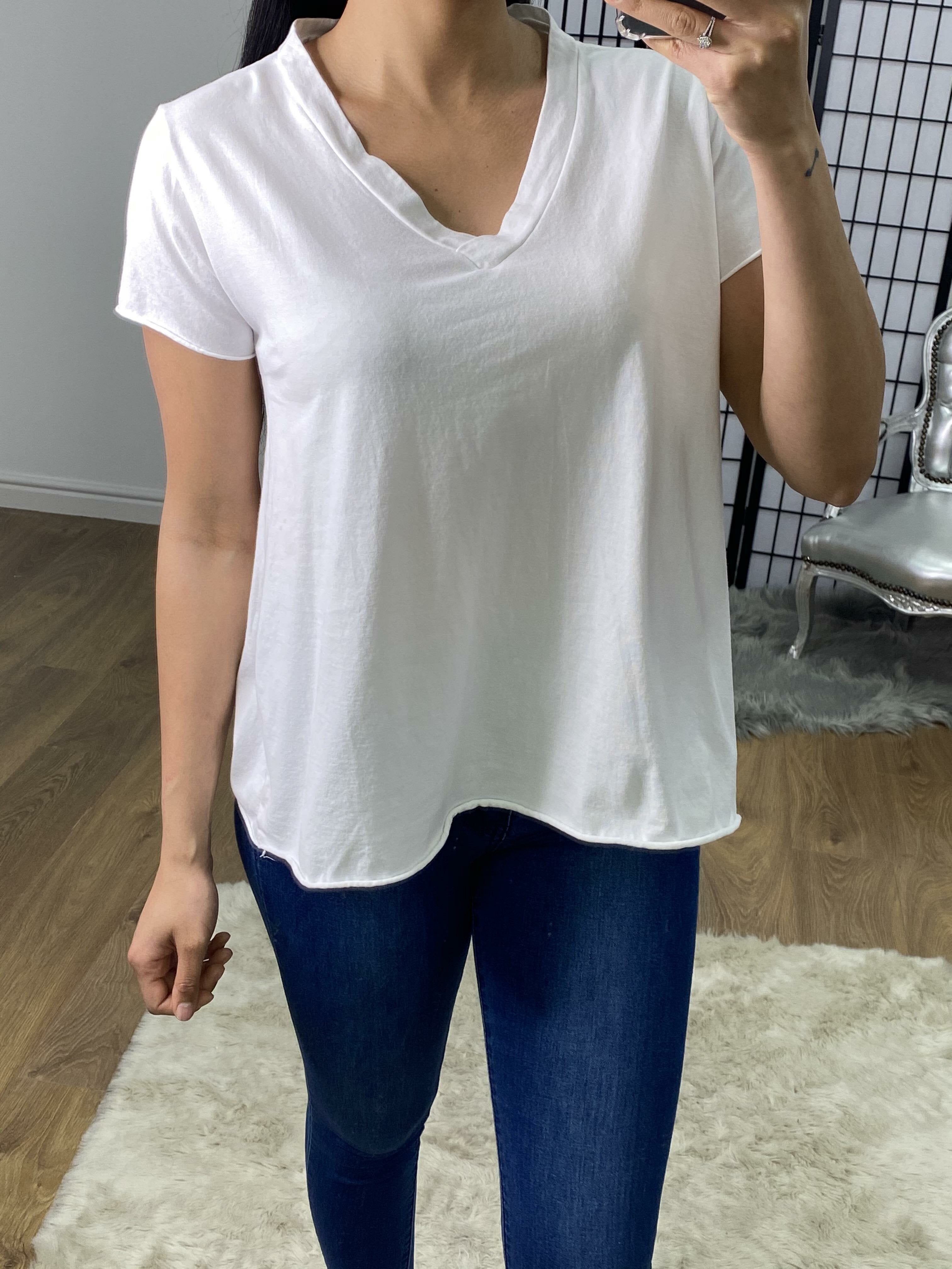 Madaline Plain V-neck Jersey T-shirt