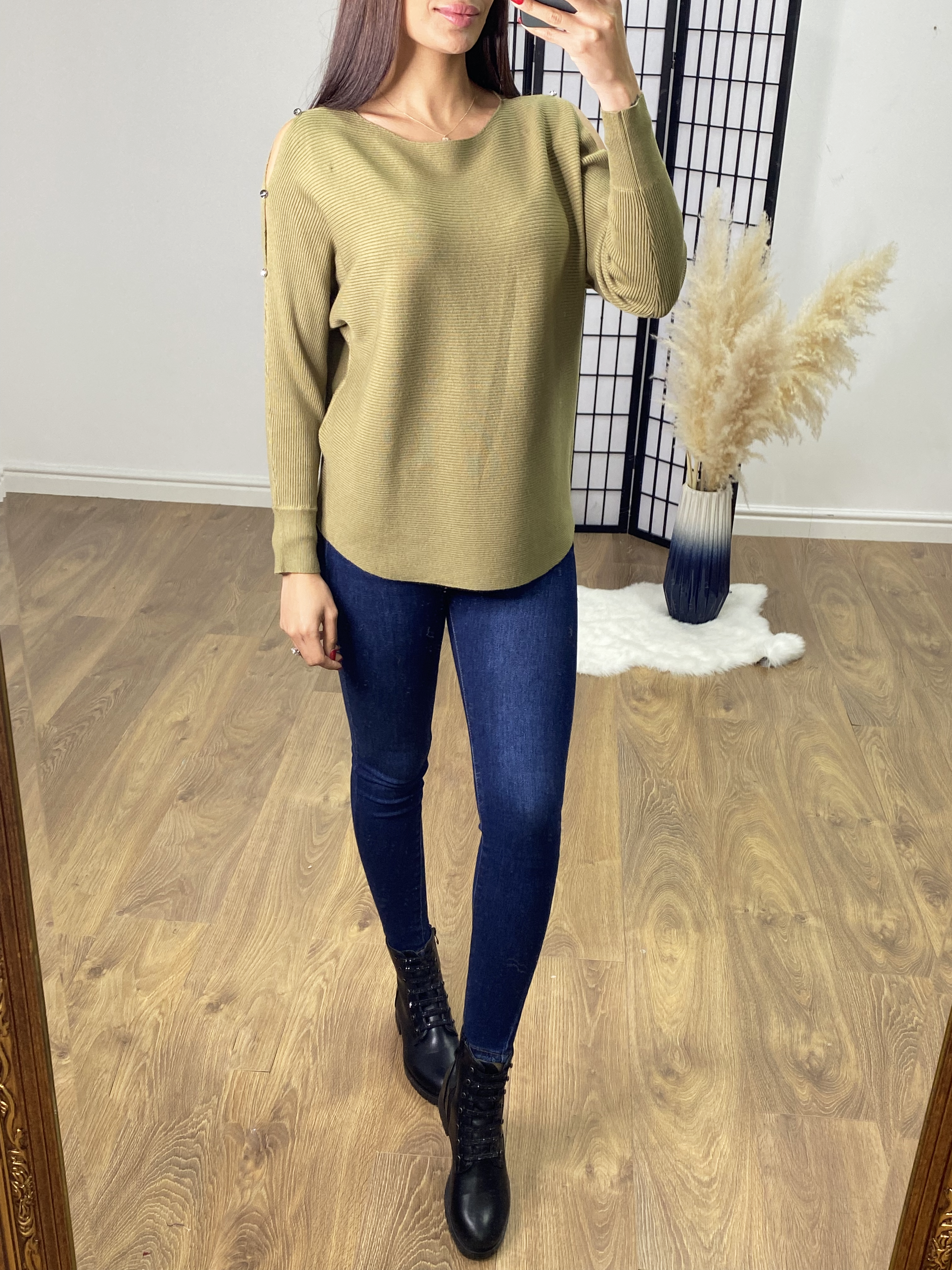 Natalie Crystal Keyhole Sleeve Jumper