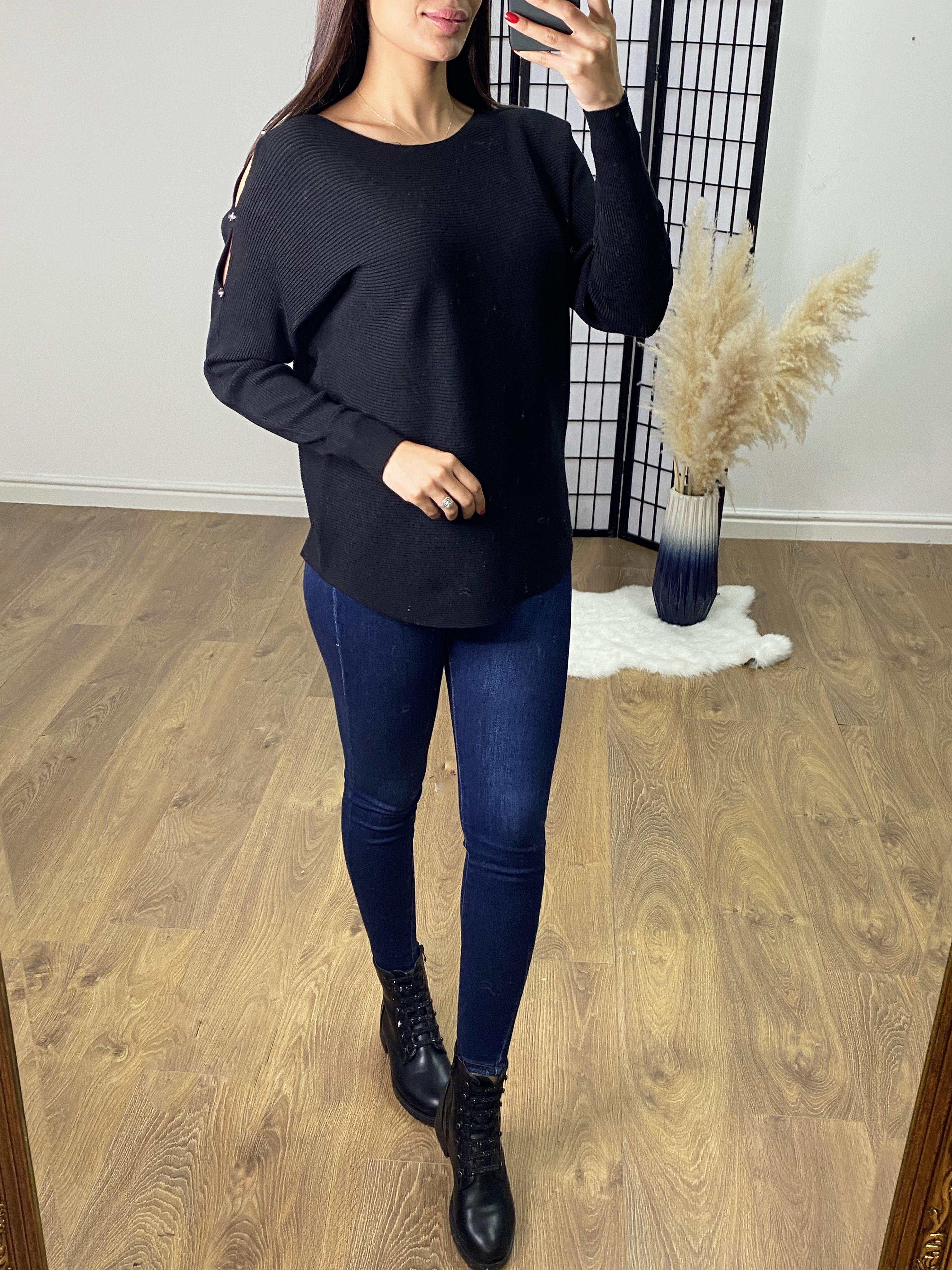 Natalie Crystal Keyhole Sleeve Jumper