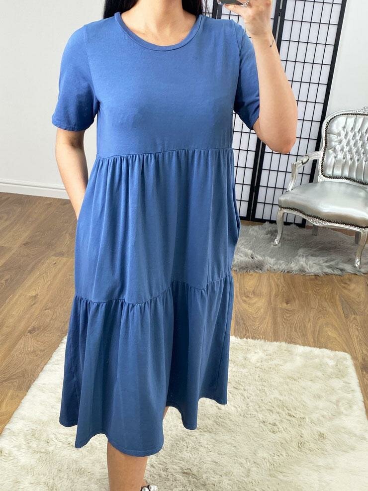 Katey Plain Jersey Tiered Smock T-shirt Dress