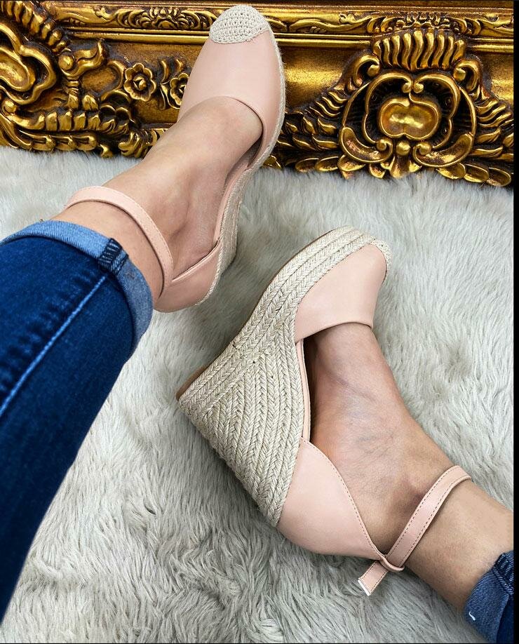 Maisha Faux Leather Espadrille Wedges