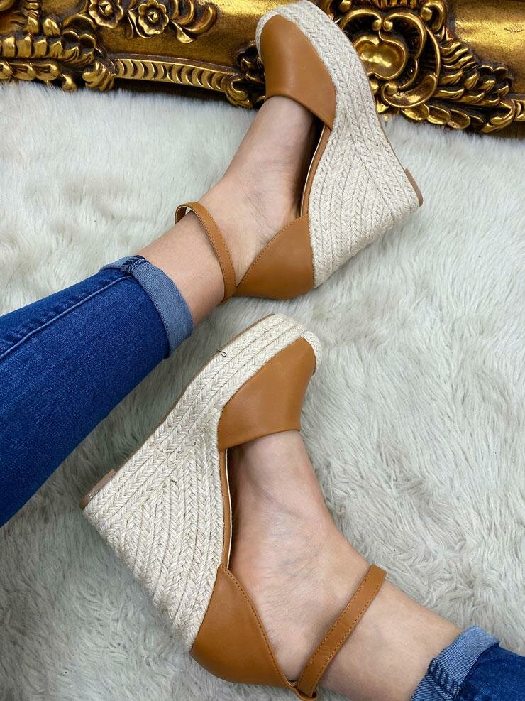 Maisha Faux Leather Espadrille Wedges