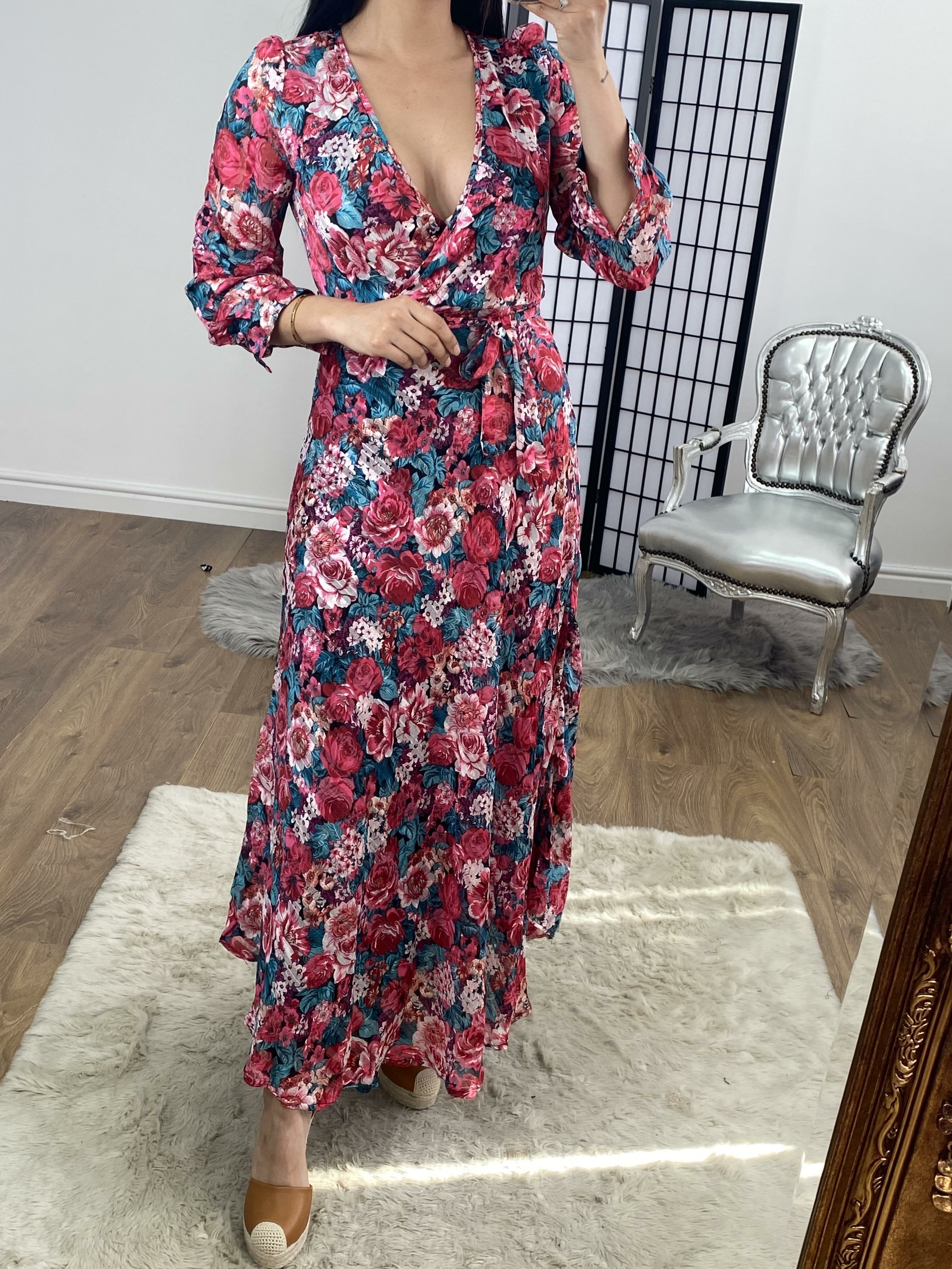 Carrie Rose Detailed Tie Waist Summer Maxi Dress