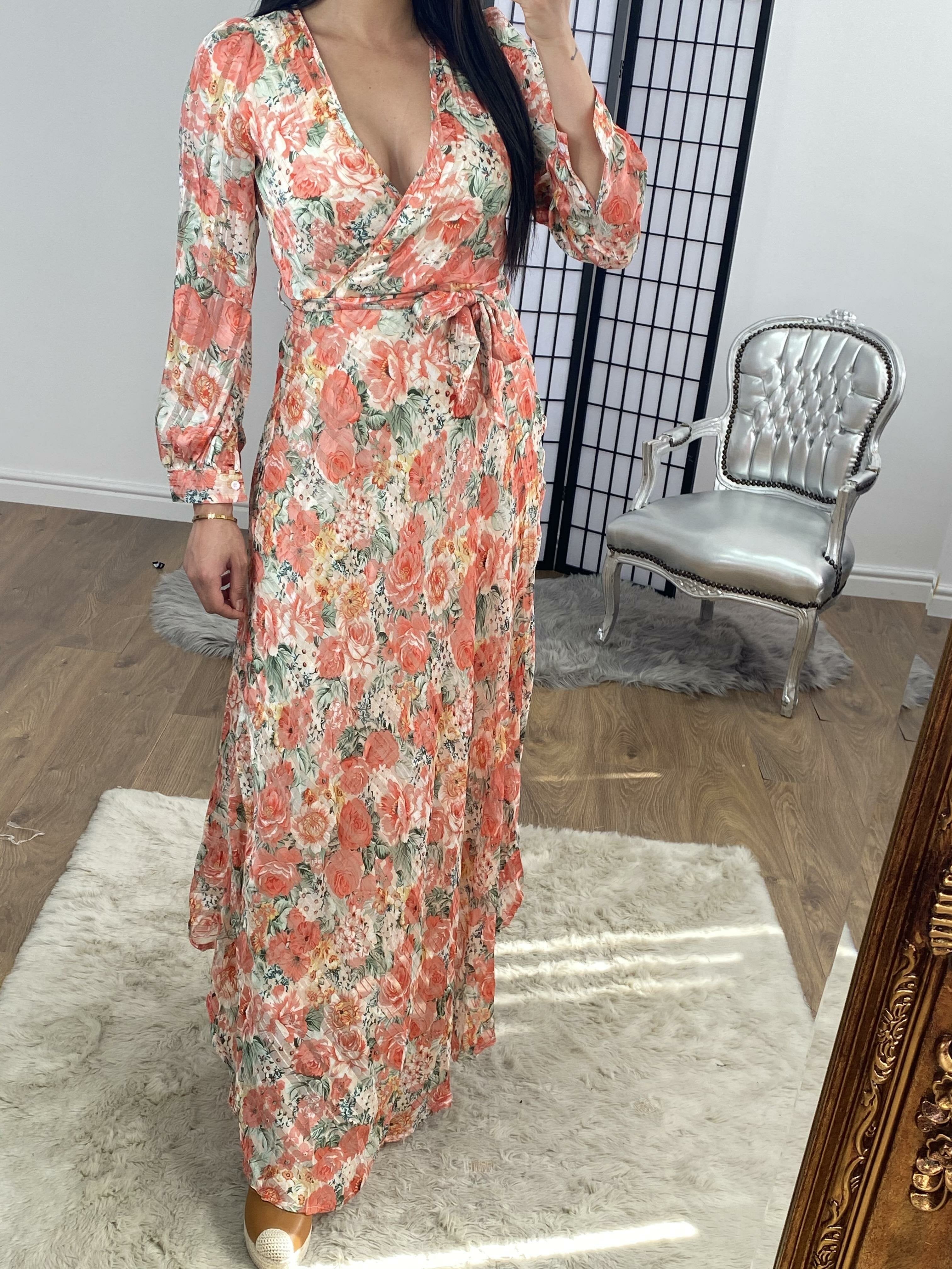 Carrie Rose Detailed Tie Waist Summer Maxi Dress