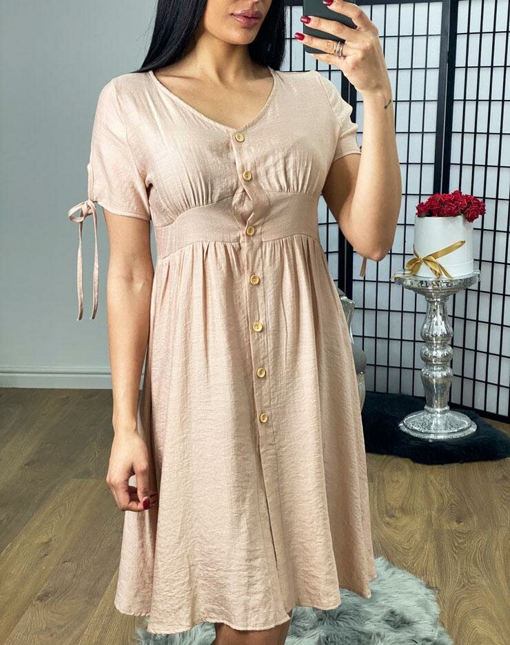 Alexanda Button Detailed Tie Sleeve Floaty Dress