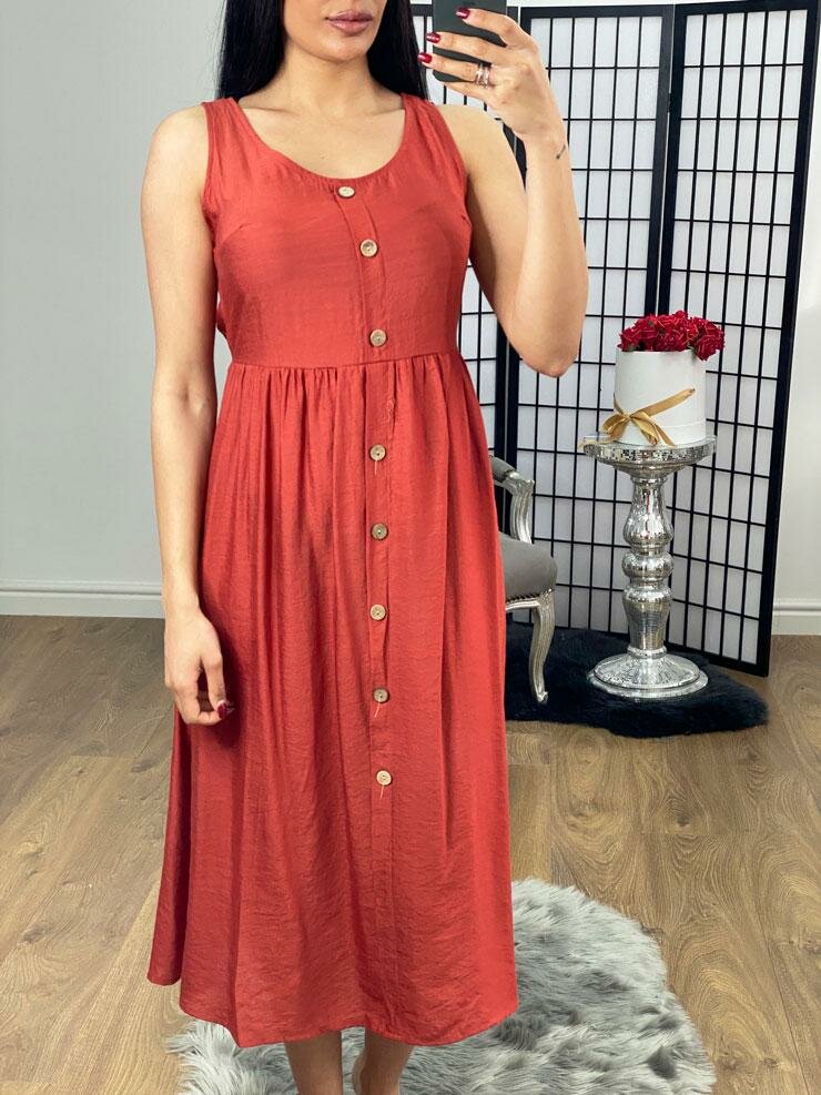 Reign Floaty Button Detailed Midi Dress