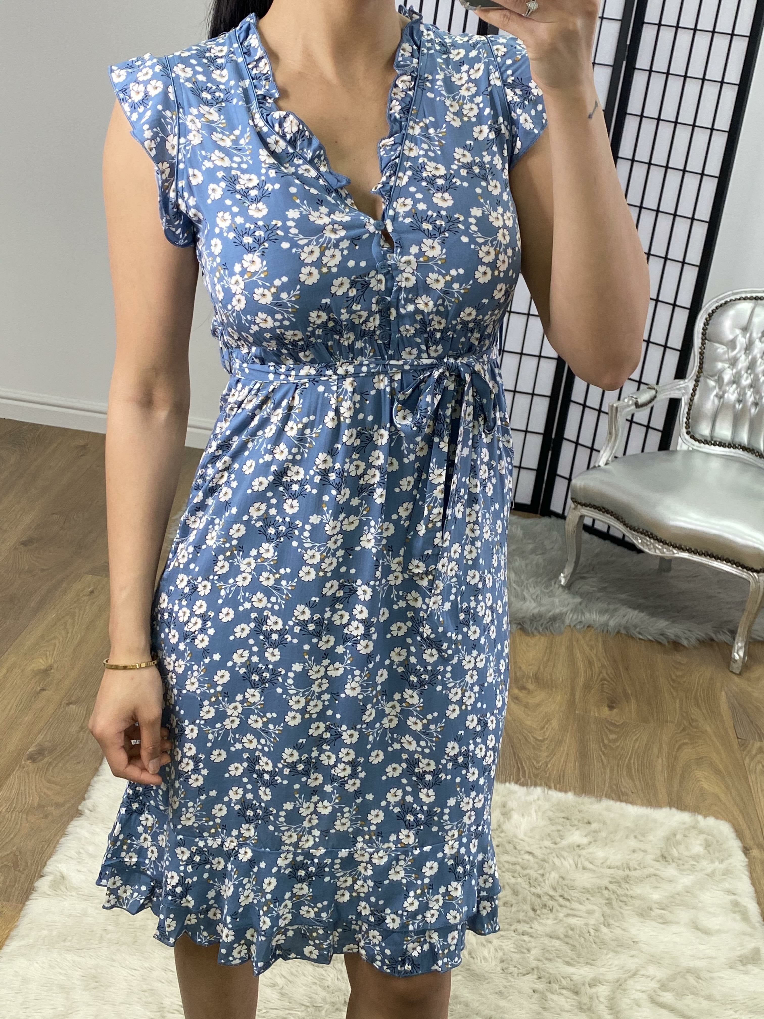 Juno Floral Ruffle Tie Waist Summer Swing Dress