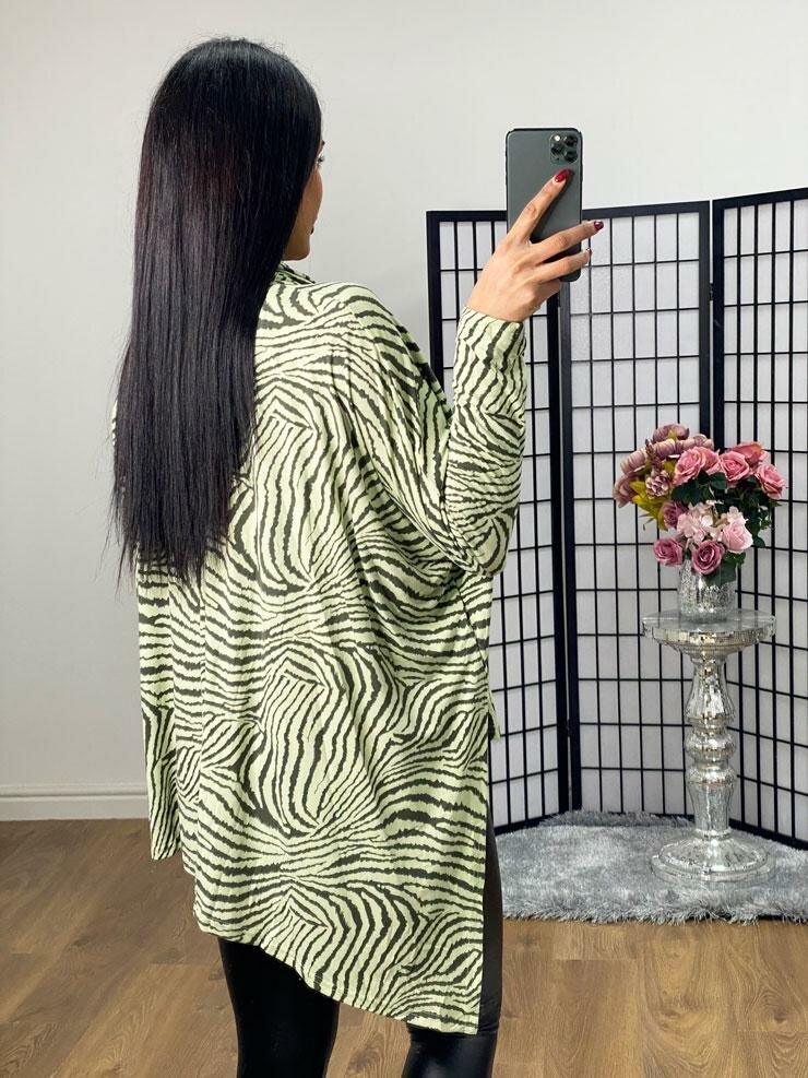 Alyson Zebra Print Roll Neck Top