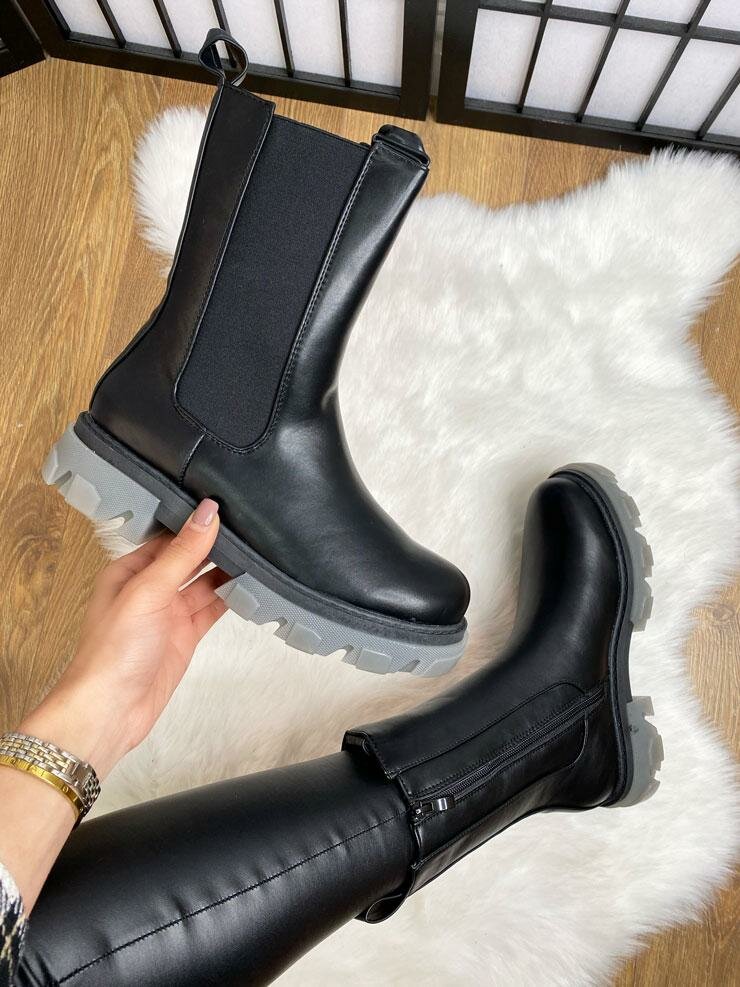 Izel Black Faux Leather Calf Boot