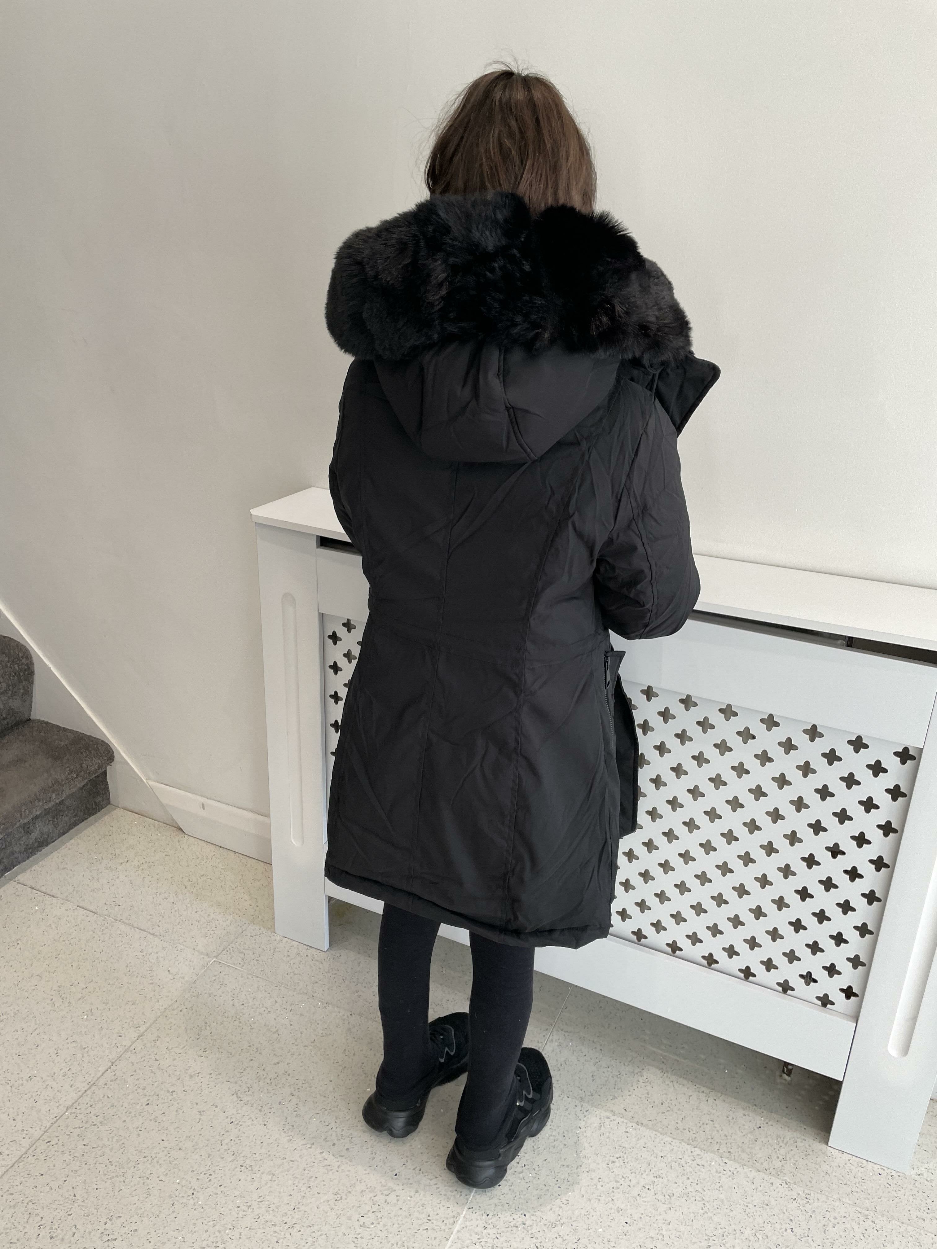 Jaya Black KIDS Faux Fur Hooded Toggle Coat