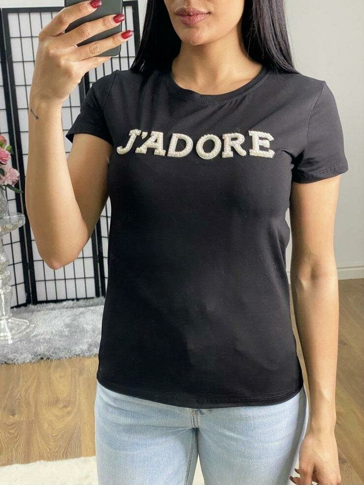Jaden Jadore Pearl Detailed Fitted T-shirt