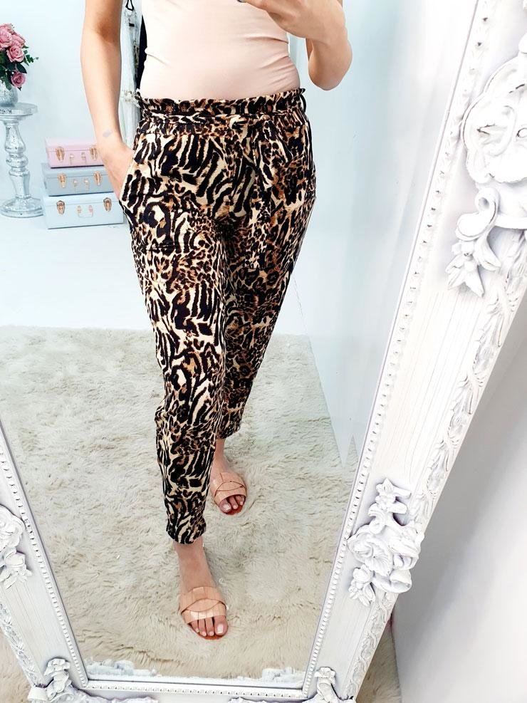 Jude Animal Print Tie Waist Hareem Trousers