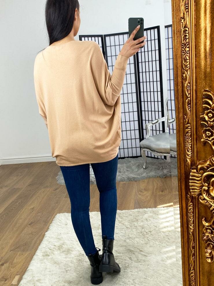 Kady Studded Heart Detailed Knitted Oversized Jumper