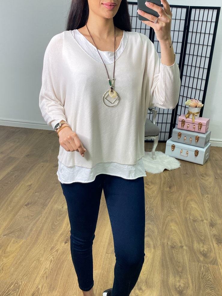 Kailani Plain Double Layer Necklace Fine Knit Jumper