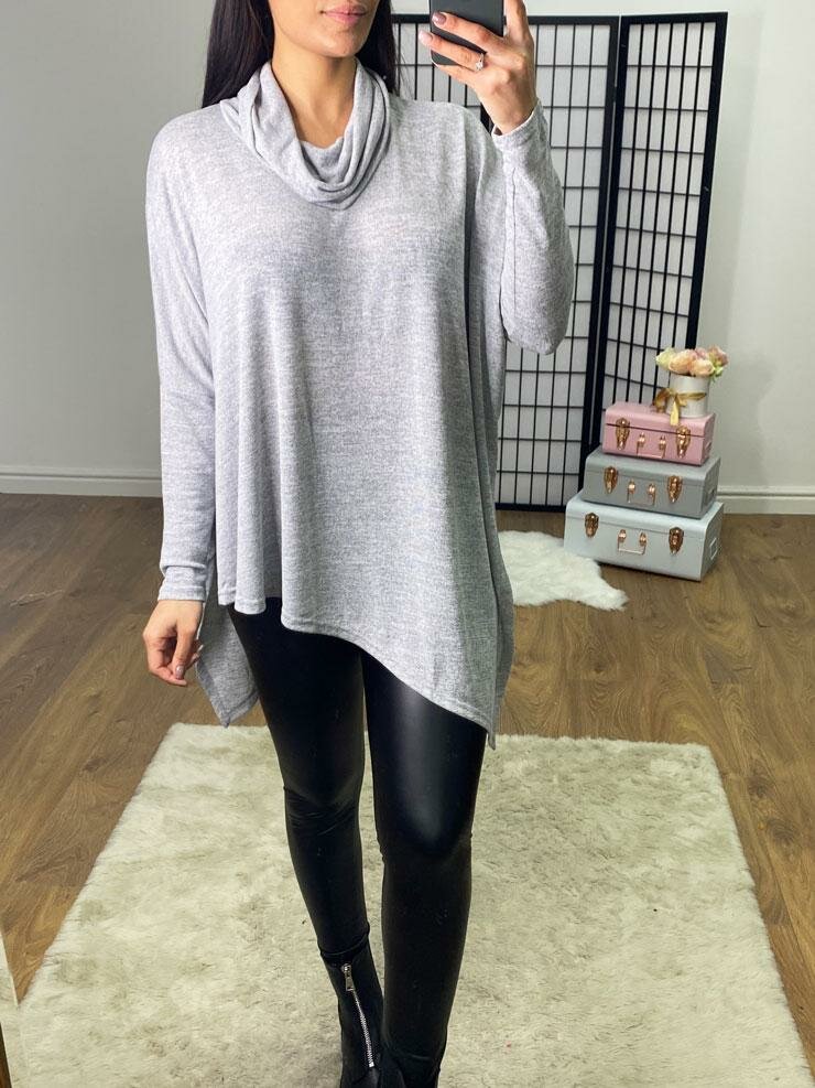 Katia Plain Drape Split Side Asymmetric Top