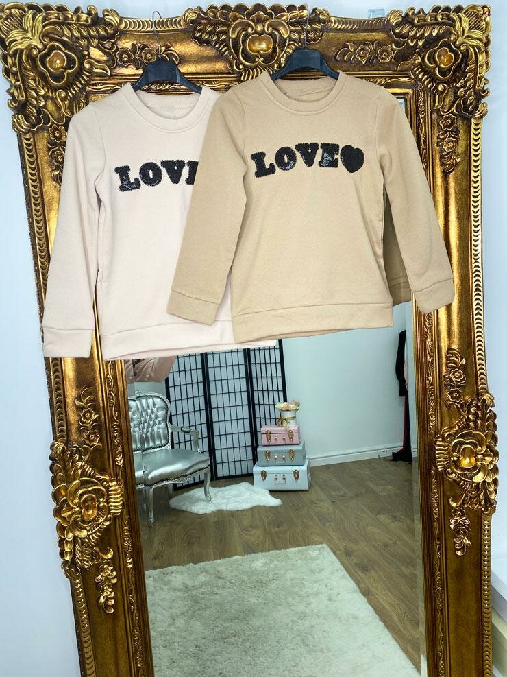 Kellisy KIDS Sequin LOVE Slogan Plain Sweashirt
