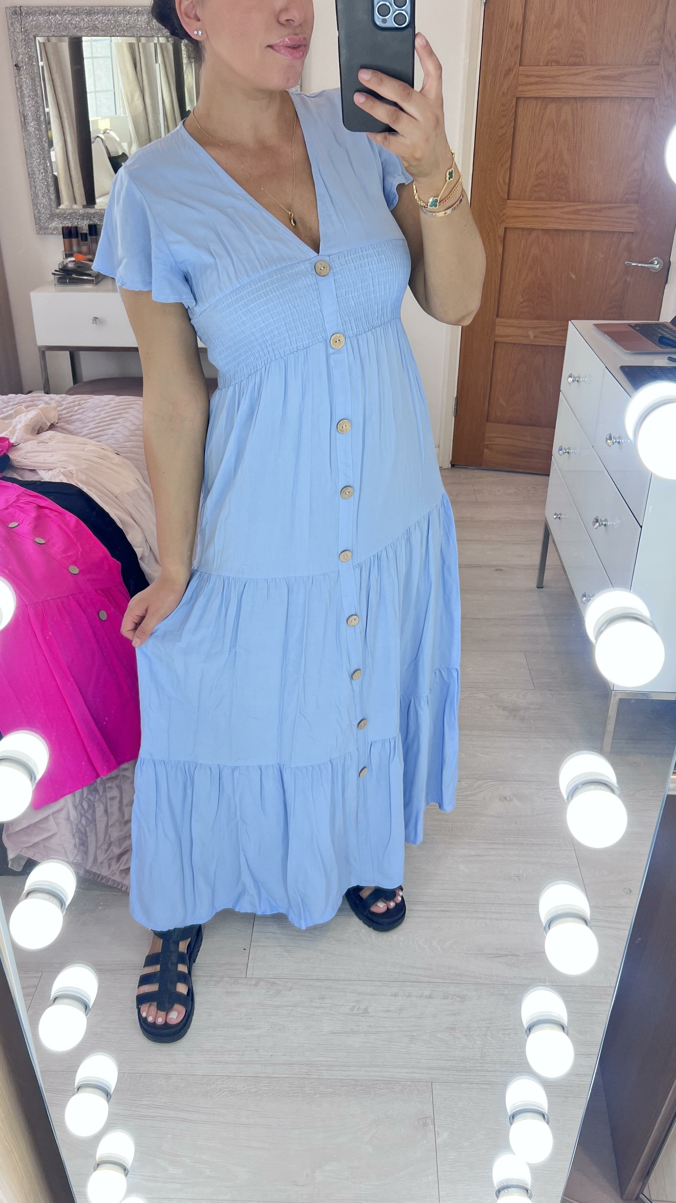 Kemmy Plain Tiered Hem Maxi Dress