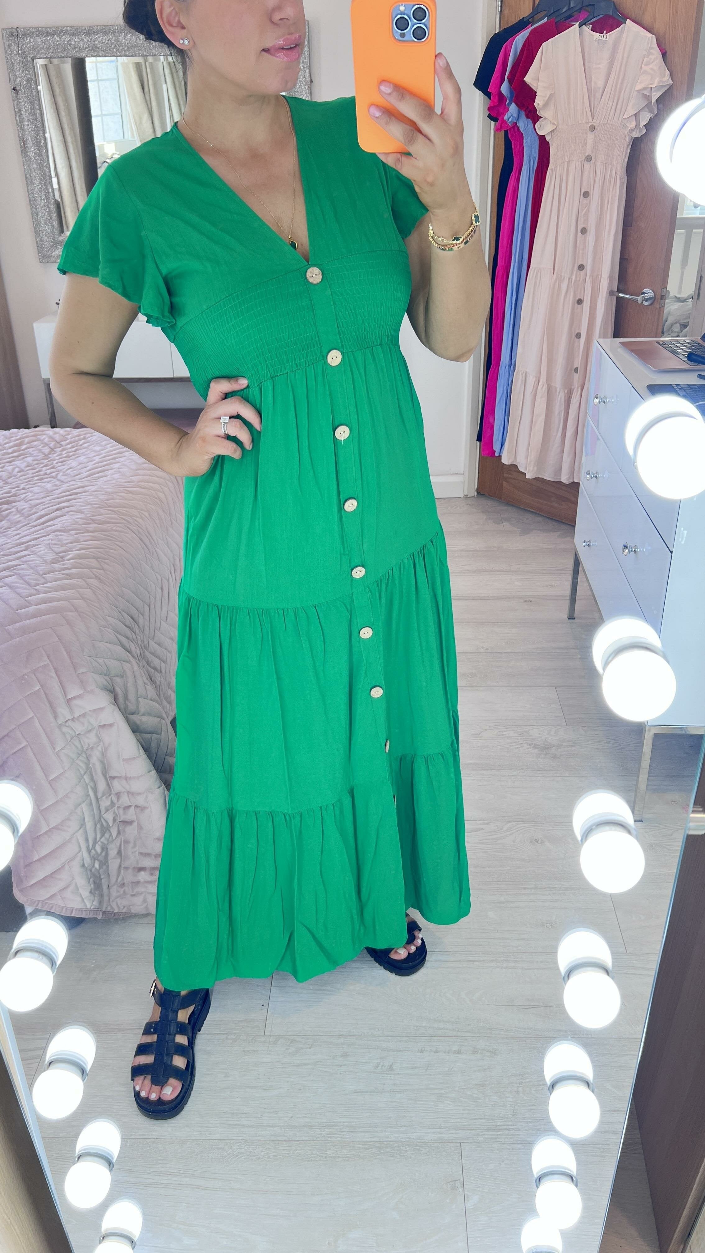 Kemmy Plain Tiered Hem Maxi Dress