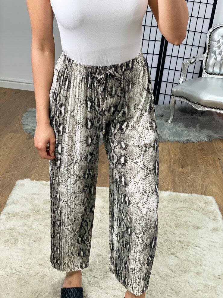 Kendal Snake Print Chiffon Wide Leg Trousers