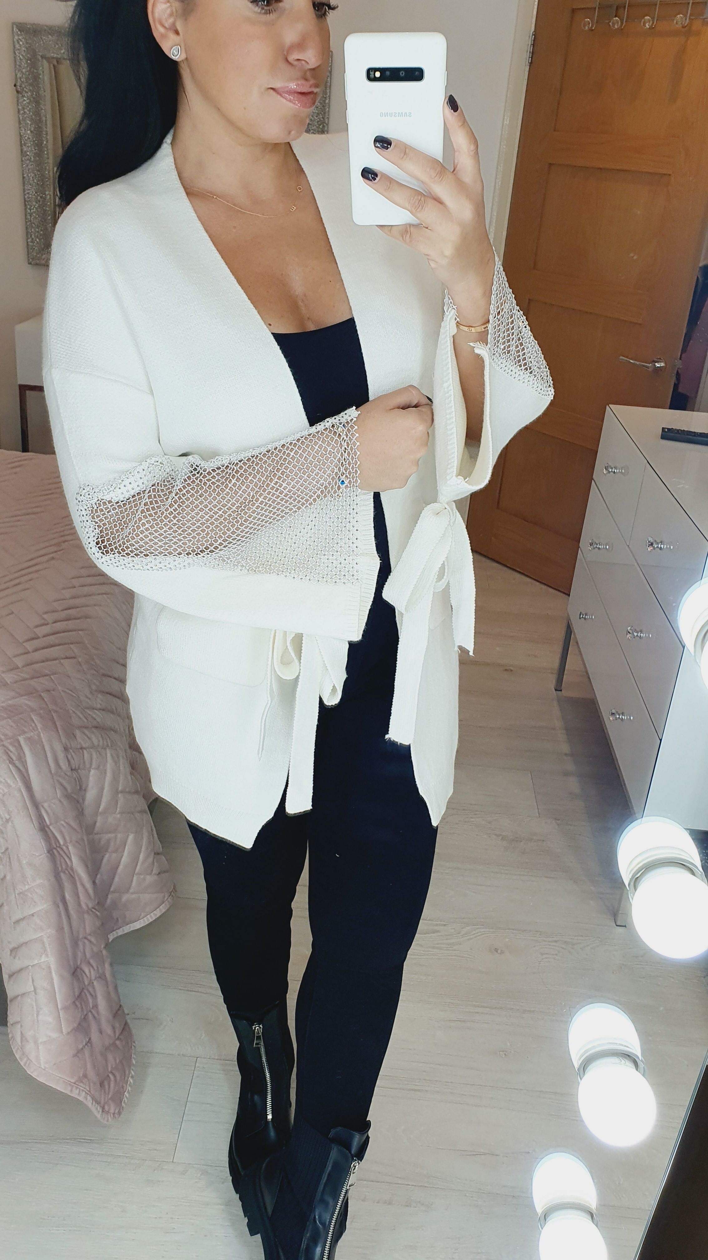 Krystali Diamante Bell Sleeve Super Soft Knit Cardigan