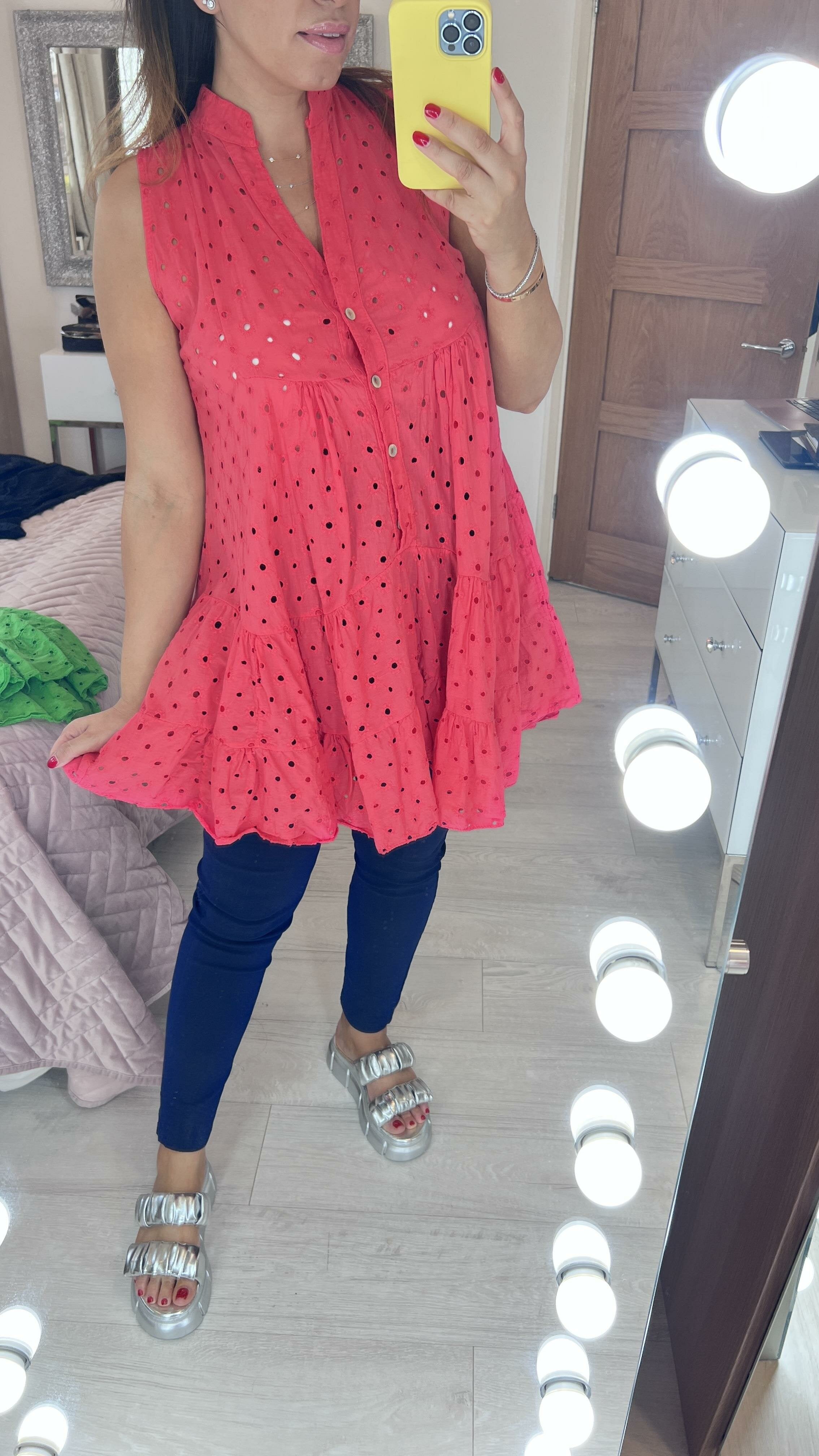 Kyle Longline Broderie Peplum Top