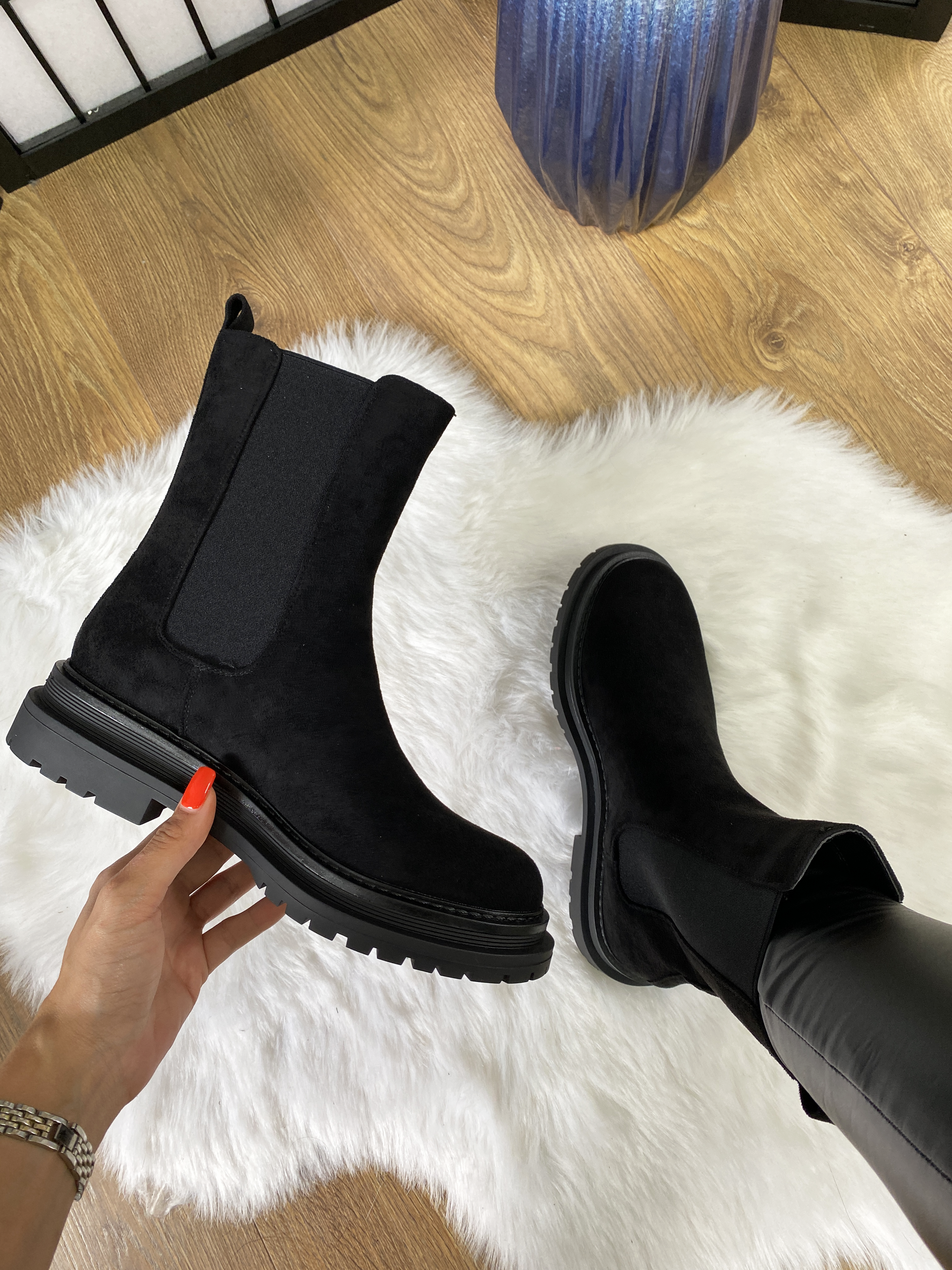 Landry Faux Suede Chelsea Calf Boot