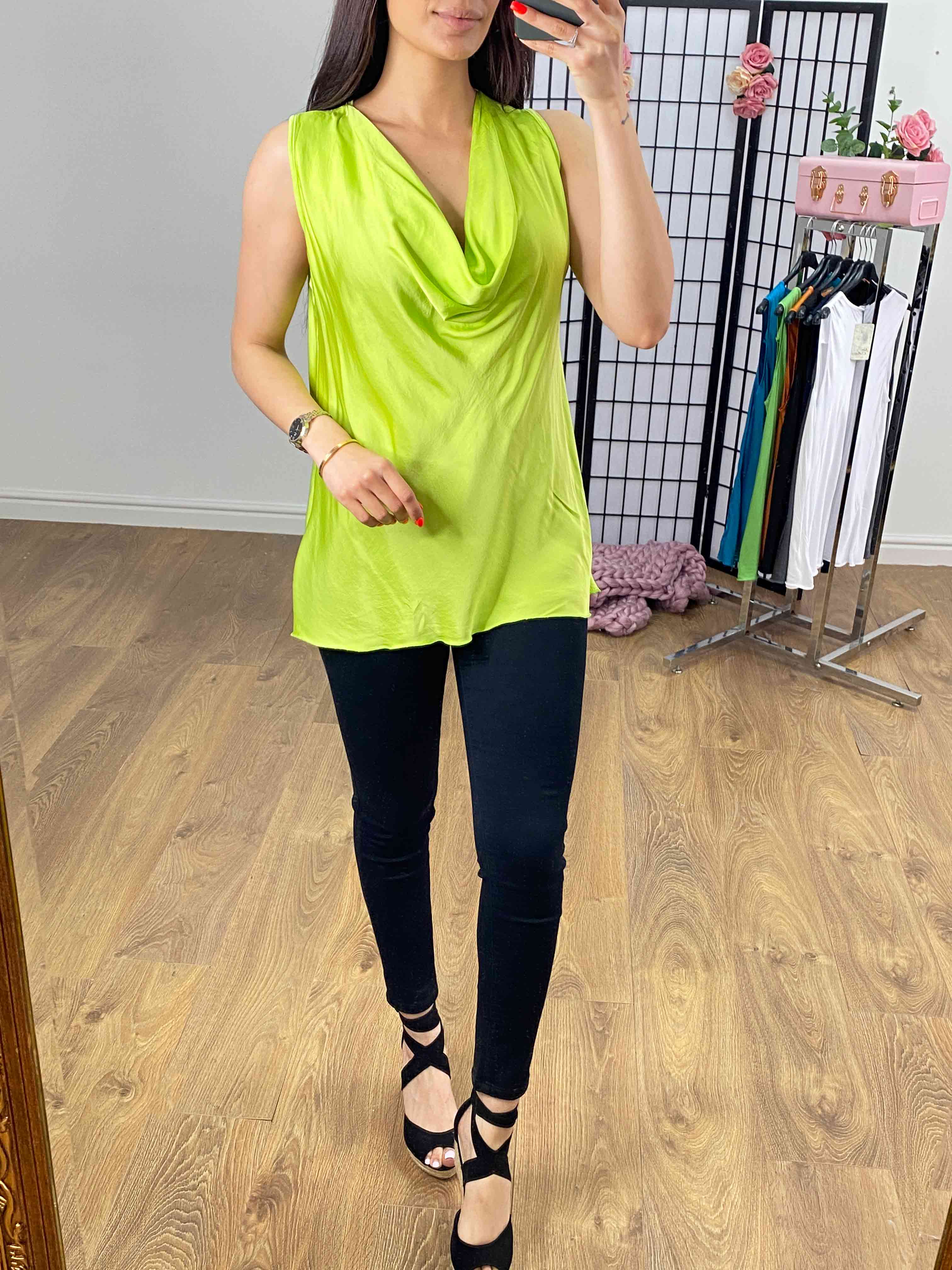 Lilibet Satin Cowl Neck Top