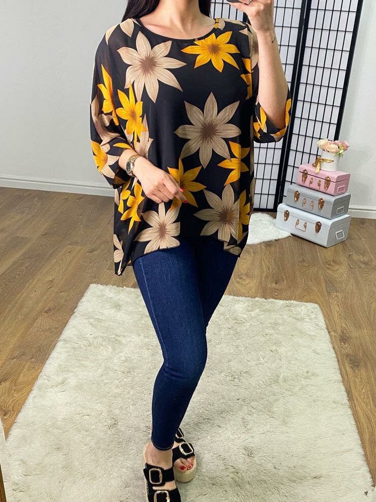 Lolita Sunflower Print Oversized Top